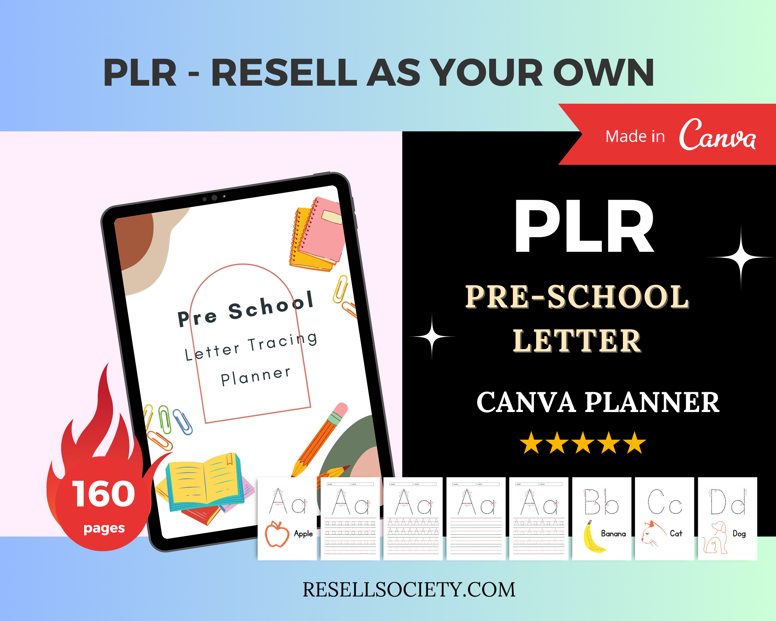 Editable PreSchool Letter Tracking in Canva | Canva Template Pack | Commercial Use