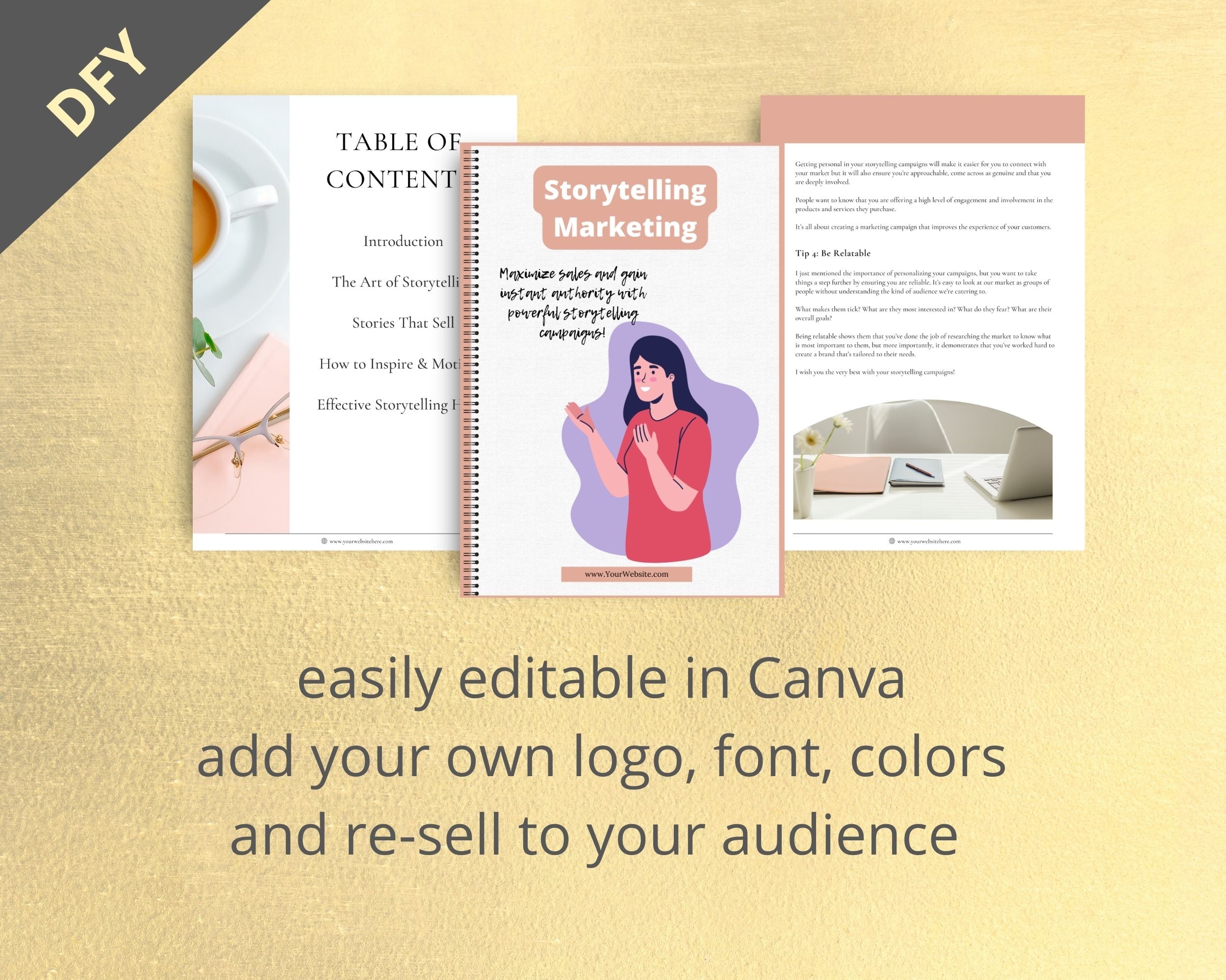 Editable Storytelling Marketing Ebook | Done-for-You Ebook in Canva | Rebrandable and Resizable Canva Template