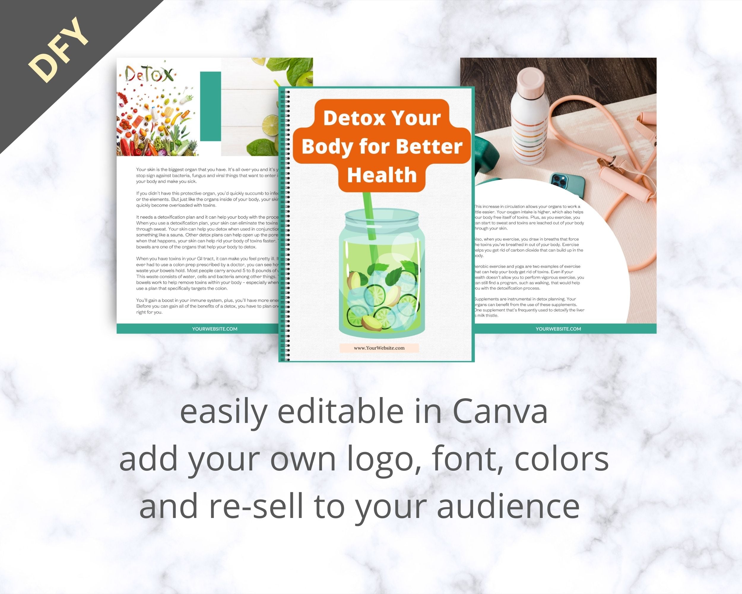 Editable Detox Your Body for Better Health Ebook | Done-for-You Ebook in Canva | Rebrandable and Resizable Canva Template