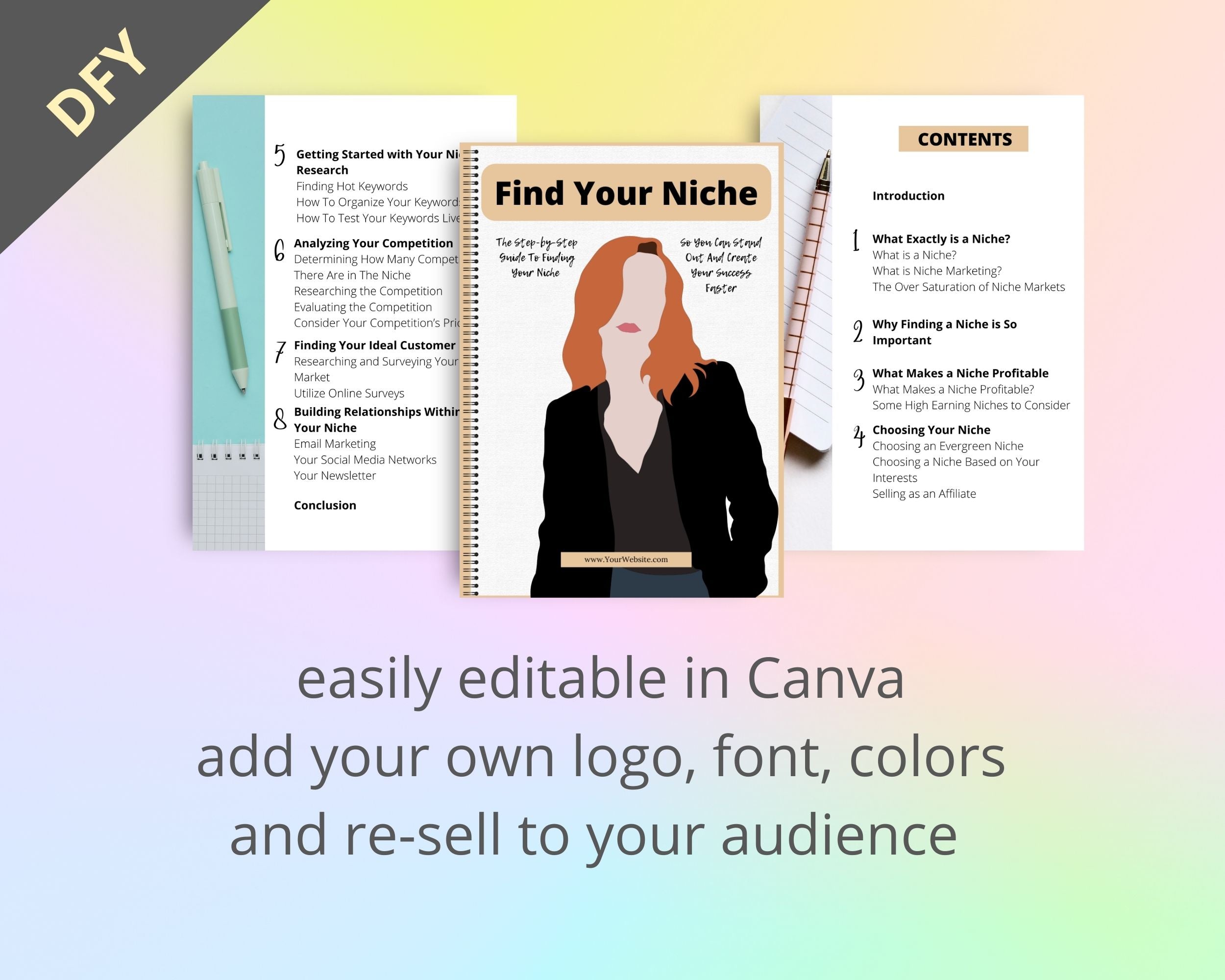 Editable Find Your Niche Ebook | Done-for-You Ebook in Canva | Rebrandable and Resizable Canva Template