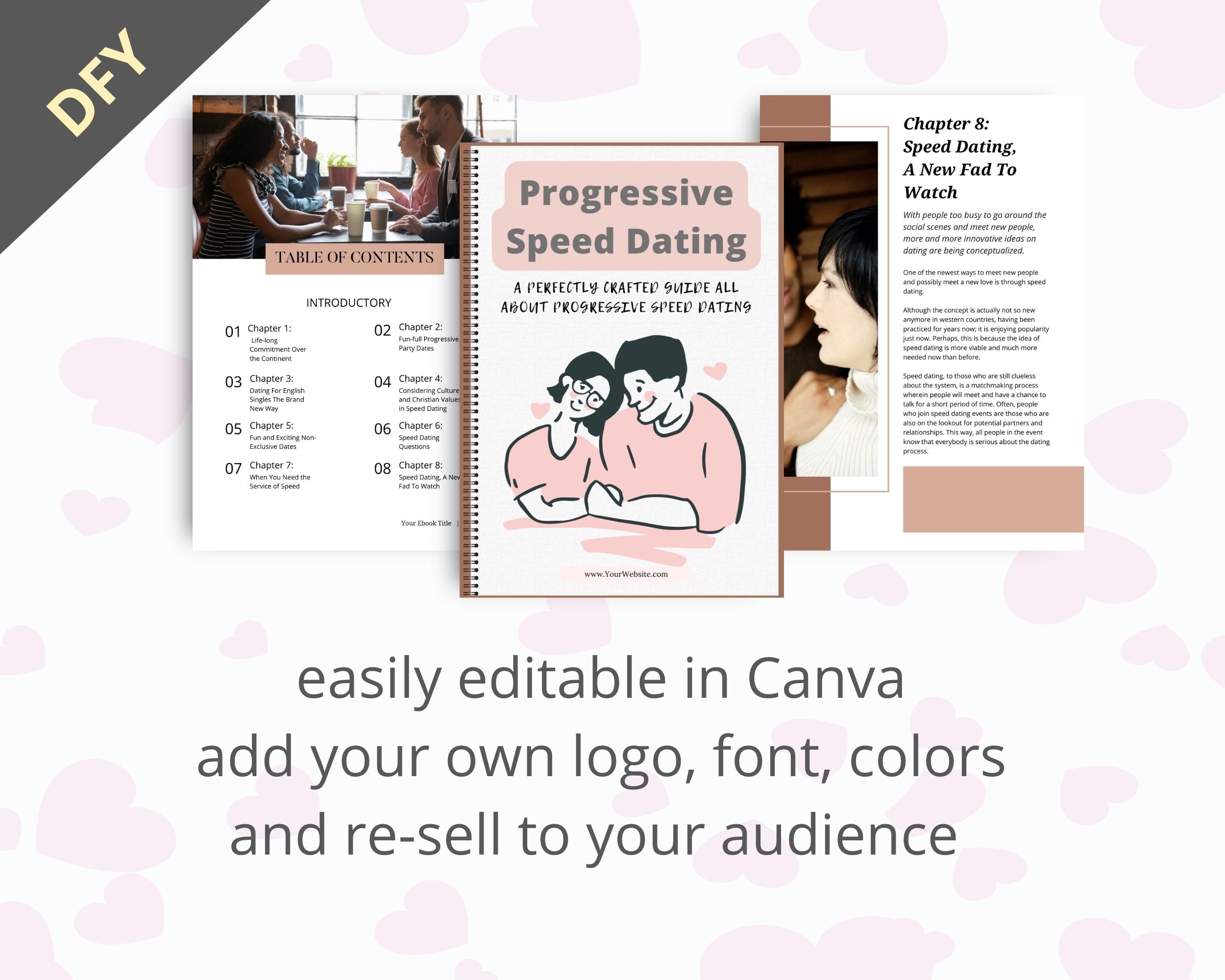 Editable Progressive Speed Dating Ebook | Done-for-You Ebook in Canva | Rebrandable and Resizable Canva Template