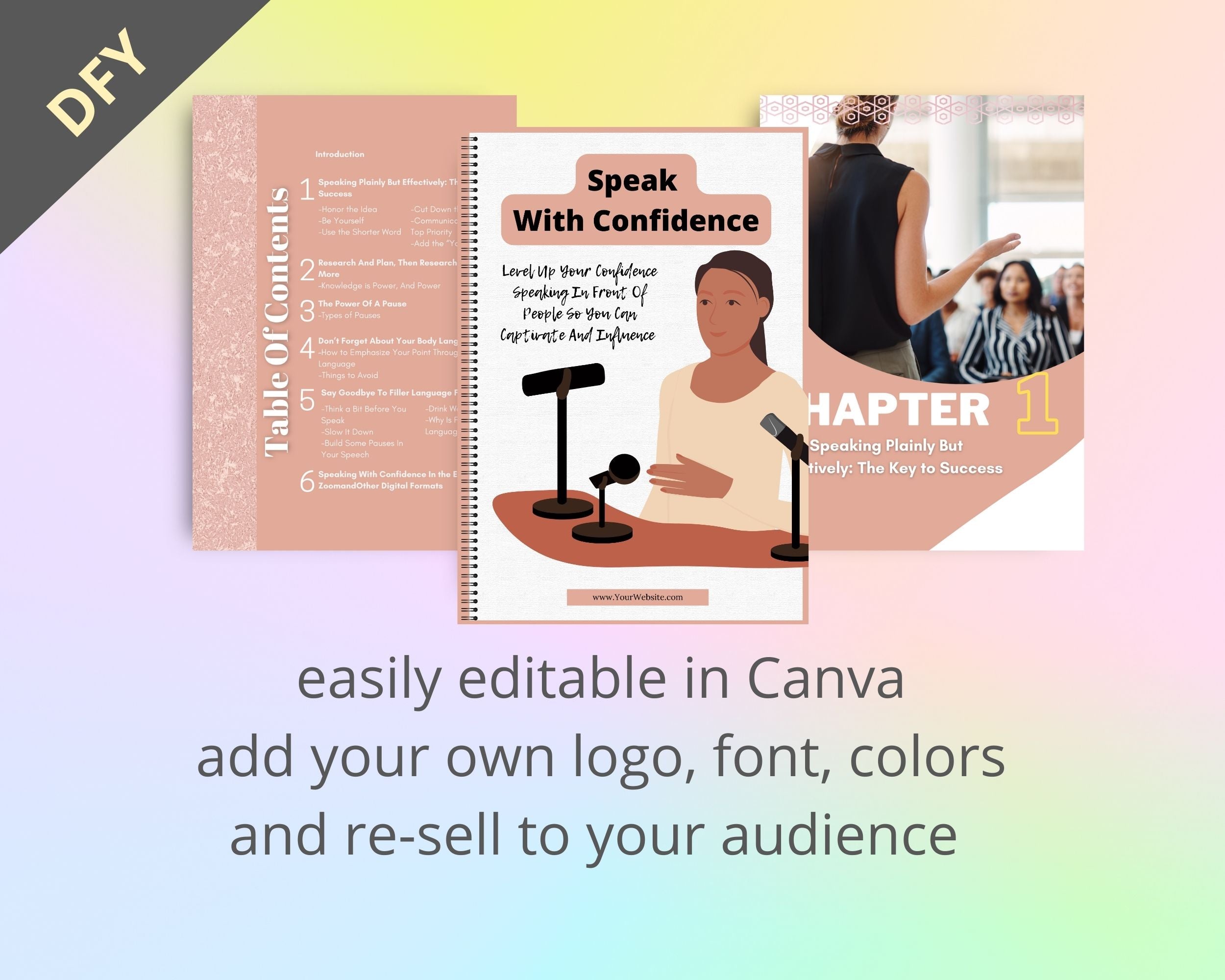 Editable Speak With Confidence Ebook | Done-for-You Ebook in Canva | Rebrandable and Resizable Canva Template