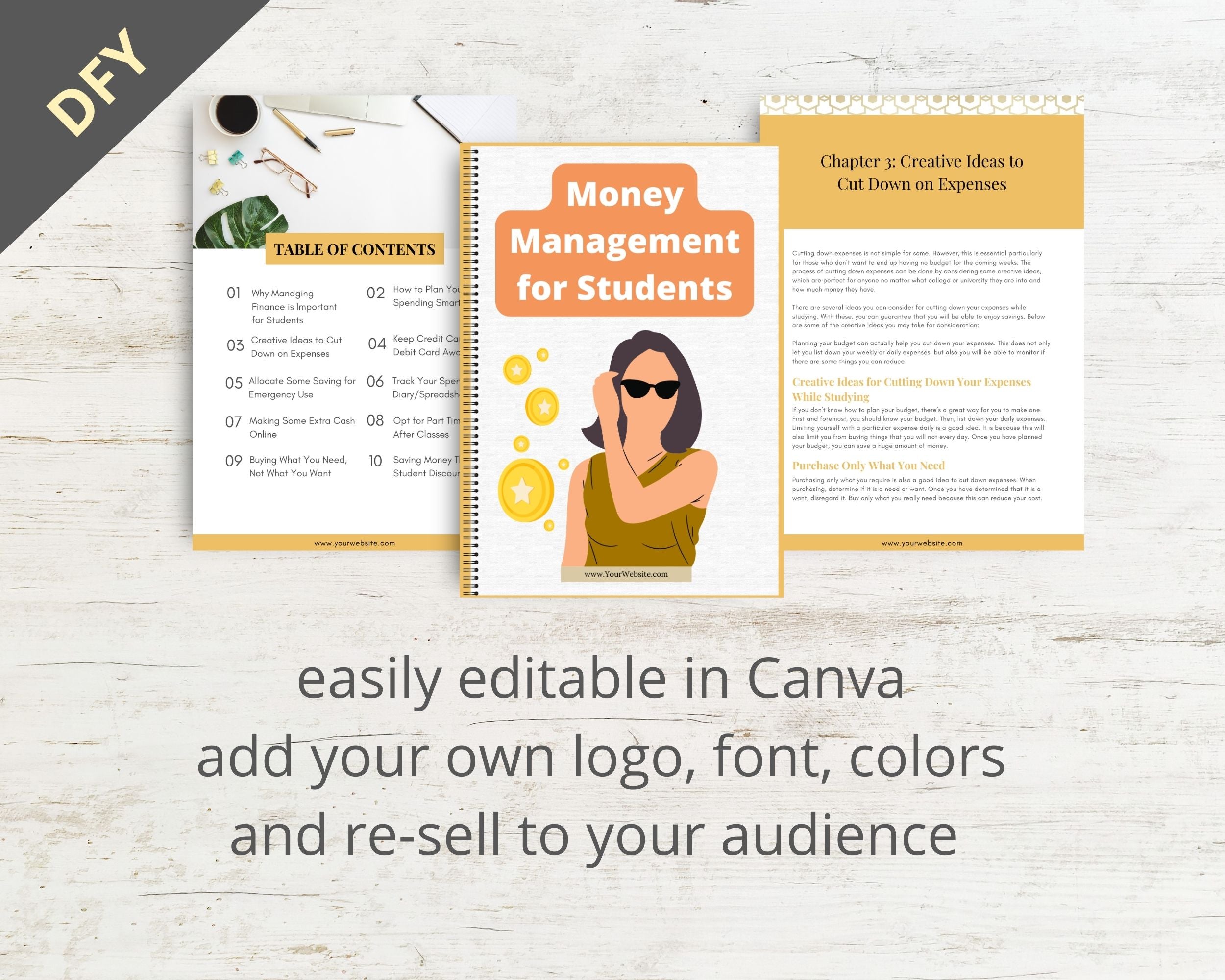 Editable Money Management for Students Ebook | Done-for-You Ebook in Canva | Rebrandable and Resizable Canva Template