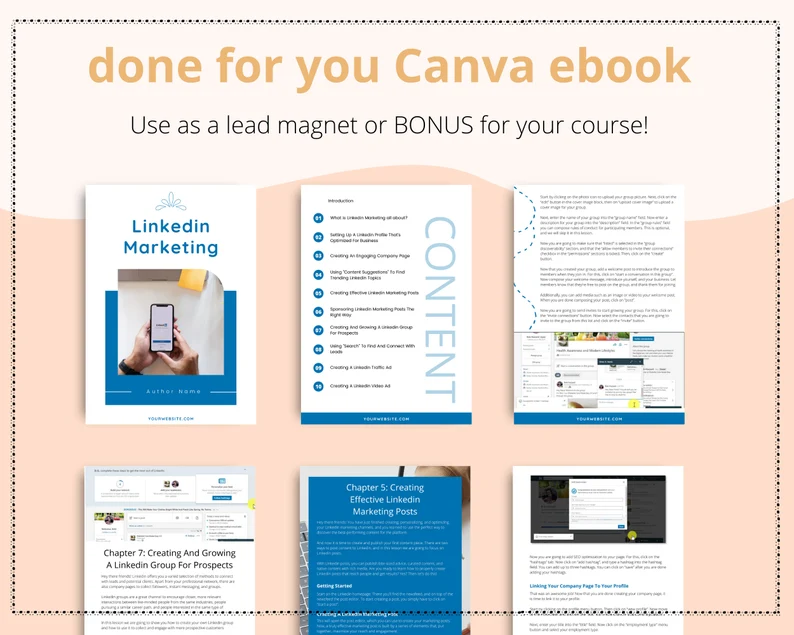 Done-for-You Linkedin Marketing Secrets Ebook in Canva | Editable A4 Size Canva Template