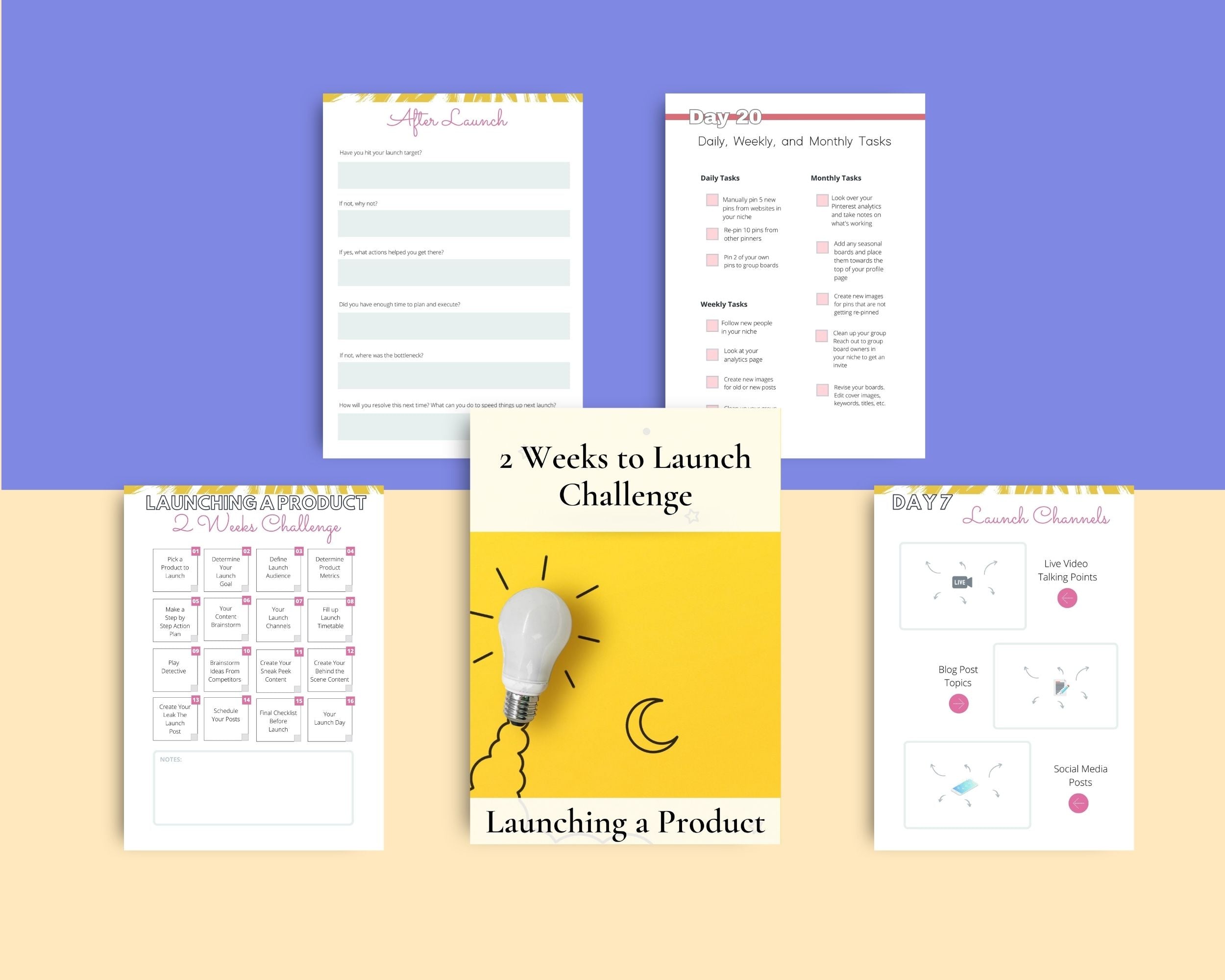 2 Weeks Launch Your Product Challenge | Editable Canva Template A4 Size