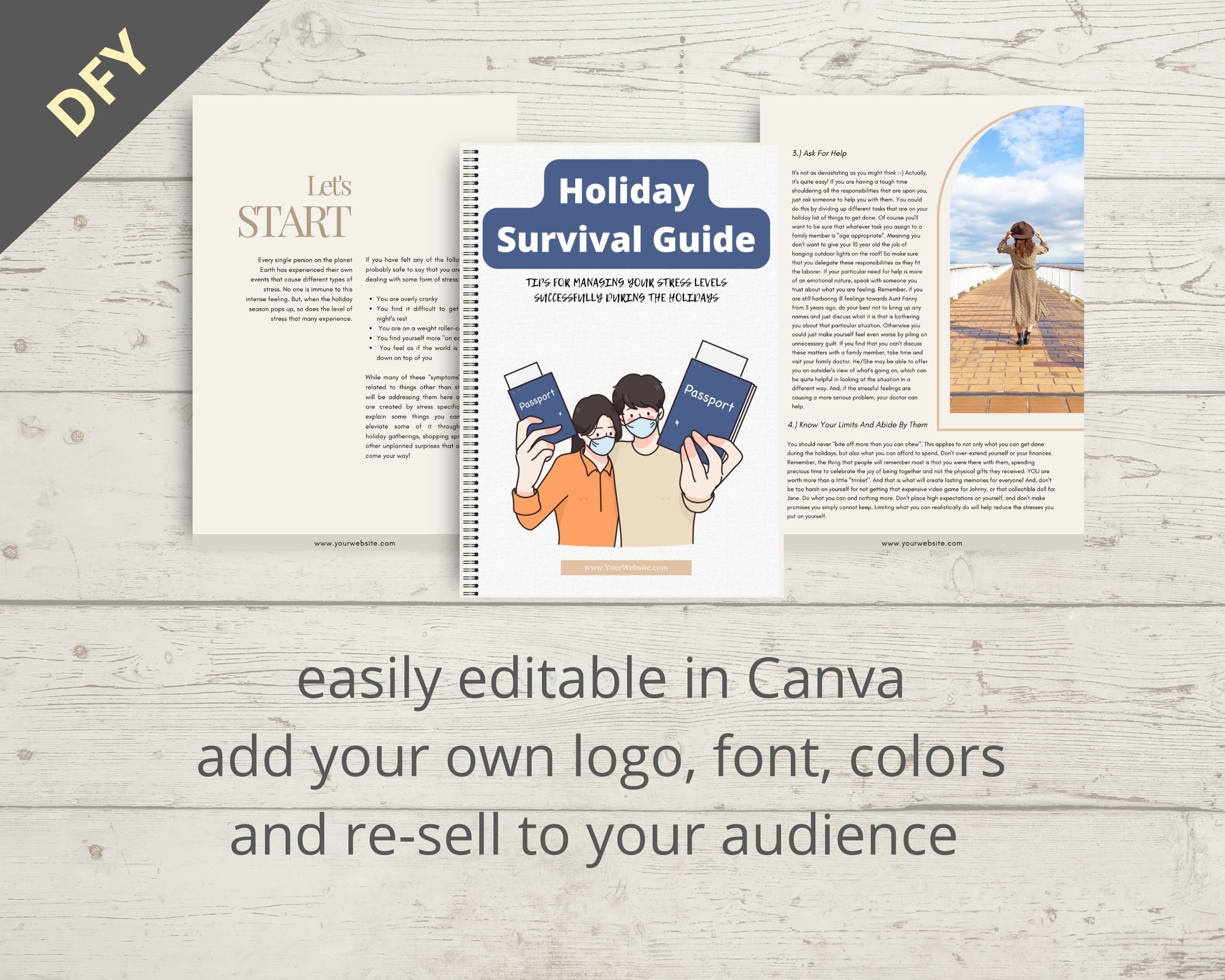 Editable Holiday Survival Guide Ebook in Canva | Rebrandable and Resizable Canva Template
