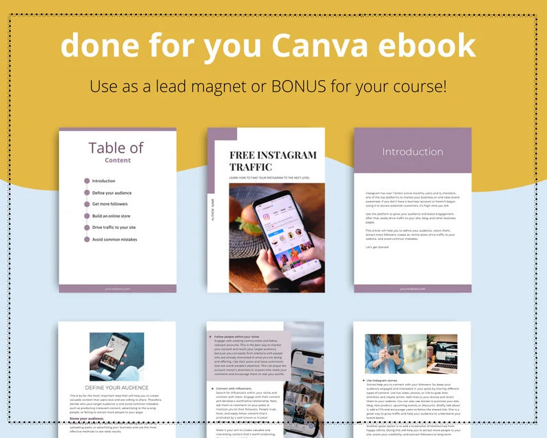 Done-for-You Free Instagram Traffic Ebook in Canva | Editable Canva A4