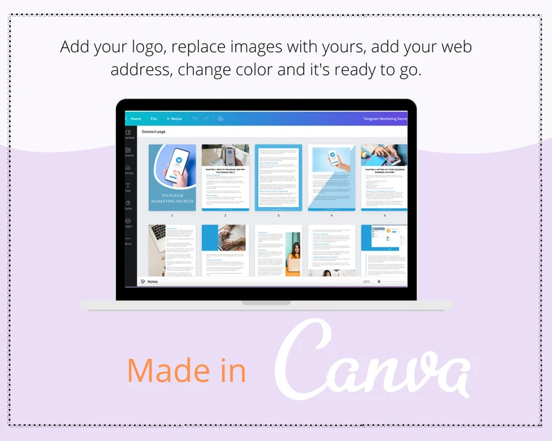 Done-for-You Telegram Marketing Secrets Ebook in Canva | Editable A4 Size Canva Template