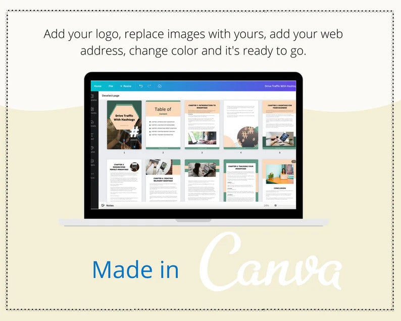 Done-for-You Drive Traffic With Hashtag Marketing Ebook in Canva | Editable Canva A4