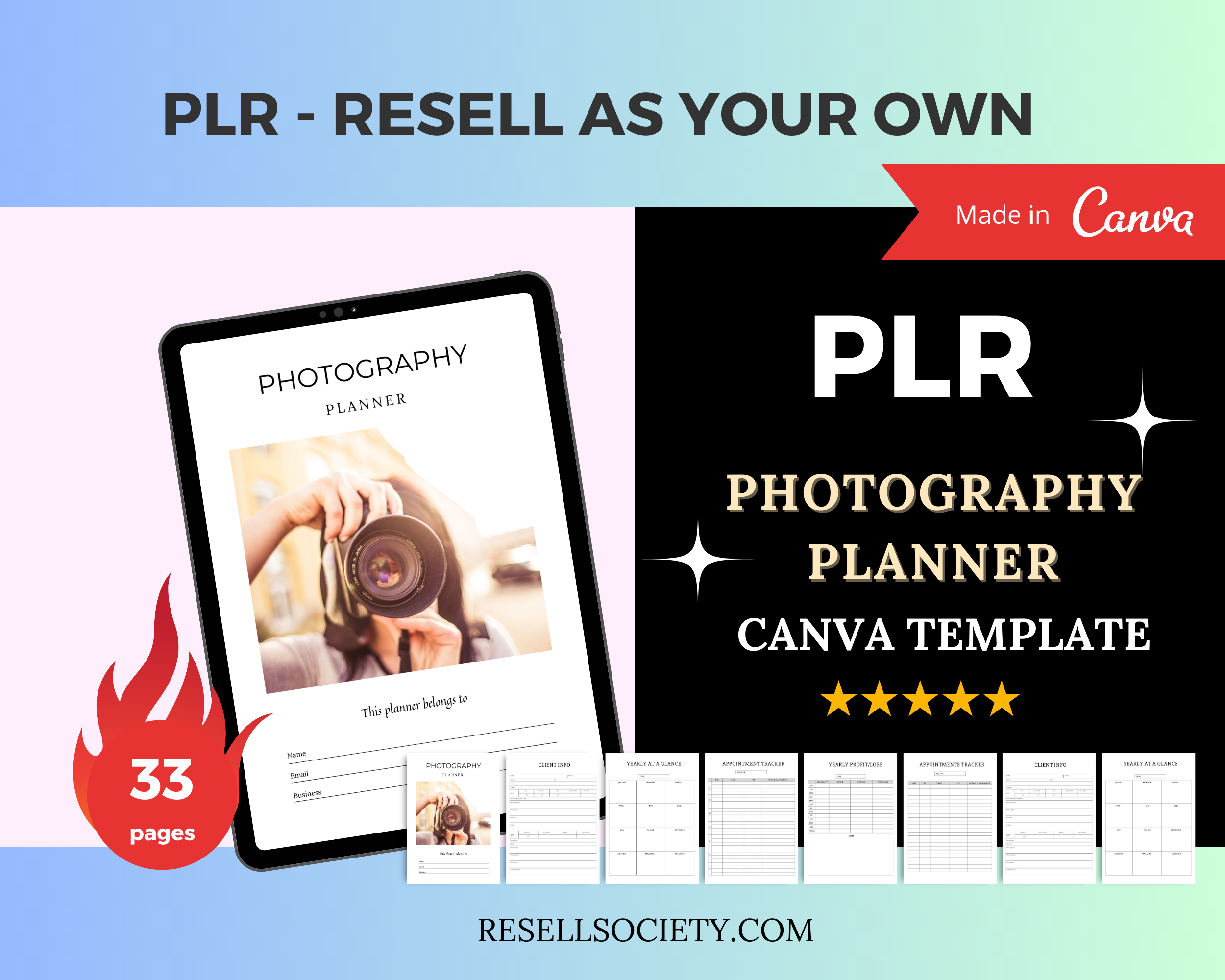 Photography Planner in Canva | Canva Template Pack | Photography Business Planner Canva | Commercial Use