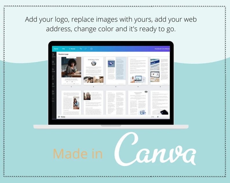 Done-for-You Facebook Live Mastery Ebook in Canva | Editable A4 Size Canva Template