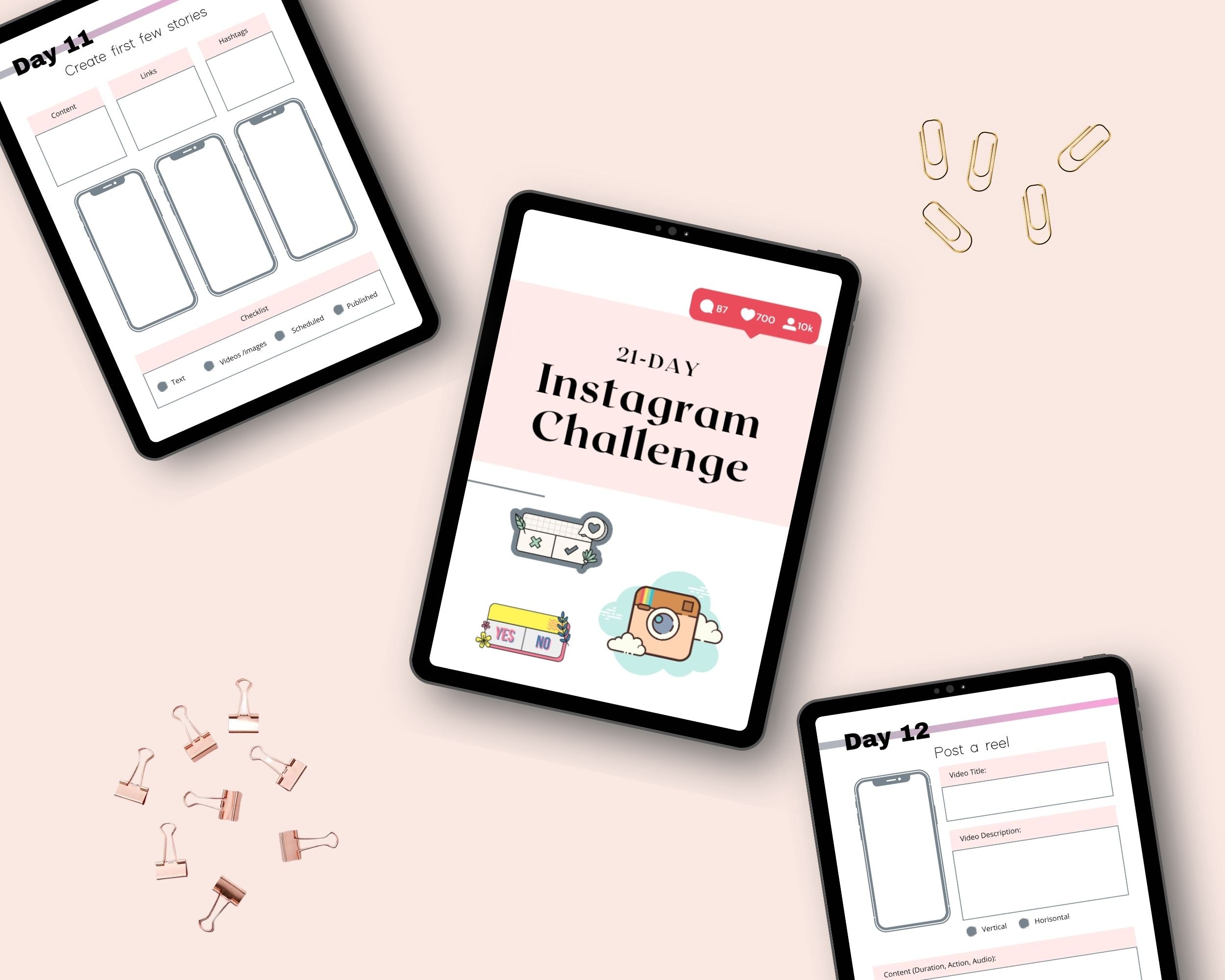 21 Day Instagram Challenge | Editable Canva Template A4 Size