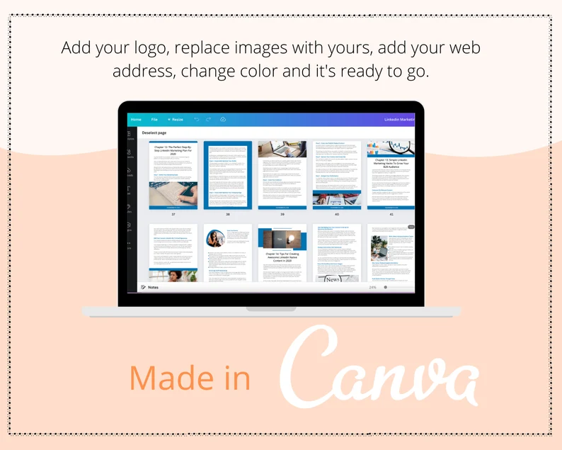 Done-for-You Linkedin Marketing Secrets Ebook in Canva | Editable A4 Size Canva Template