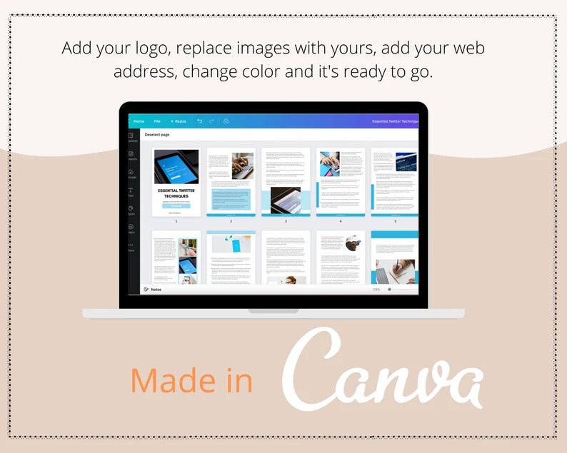 Done-for-You Essential Twitter Techniques Ebook in Canva | Editable Canva A4