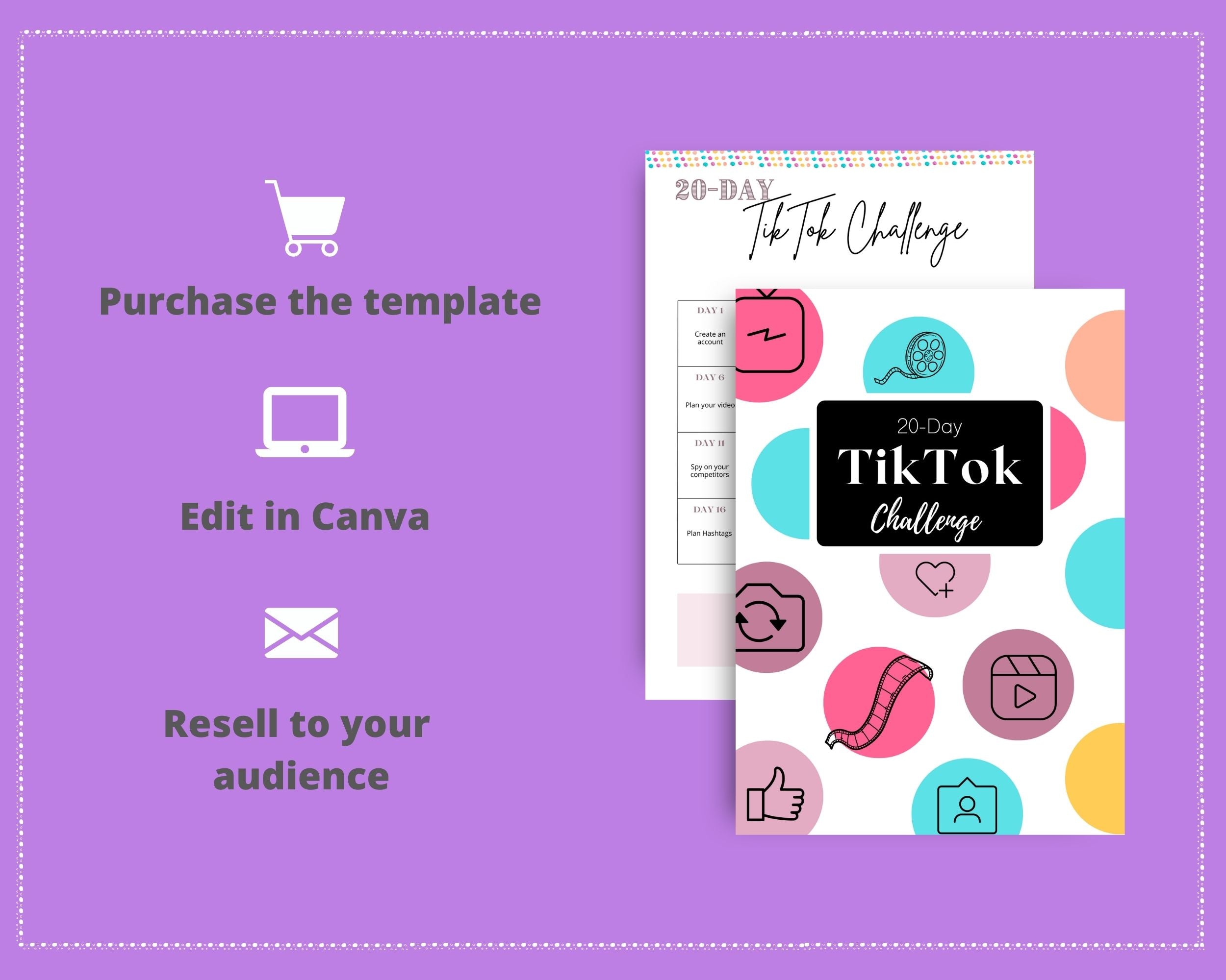 20-Day Tiktok Challenge | Editable Canva Template A4 Size