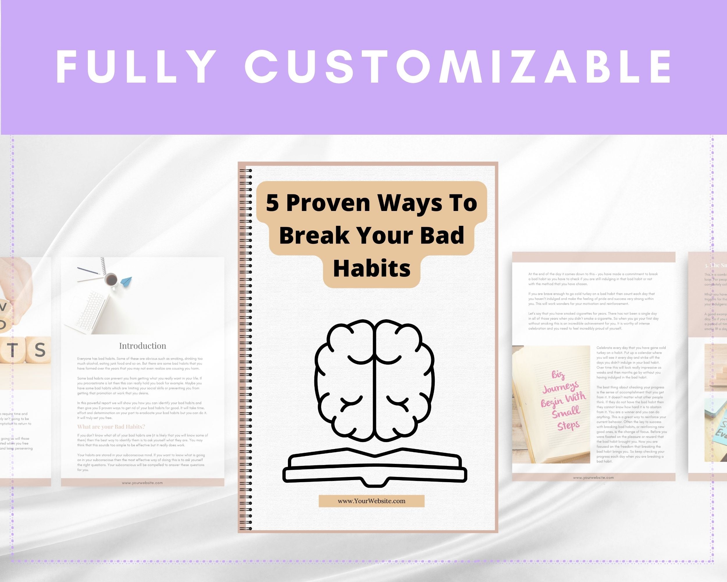 Editable 5 Proven Ways To Break Your Bad Habits Ebook | Done-for-You Ebook in Canva | Rebrandable and Resizable Canva Template