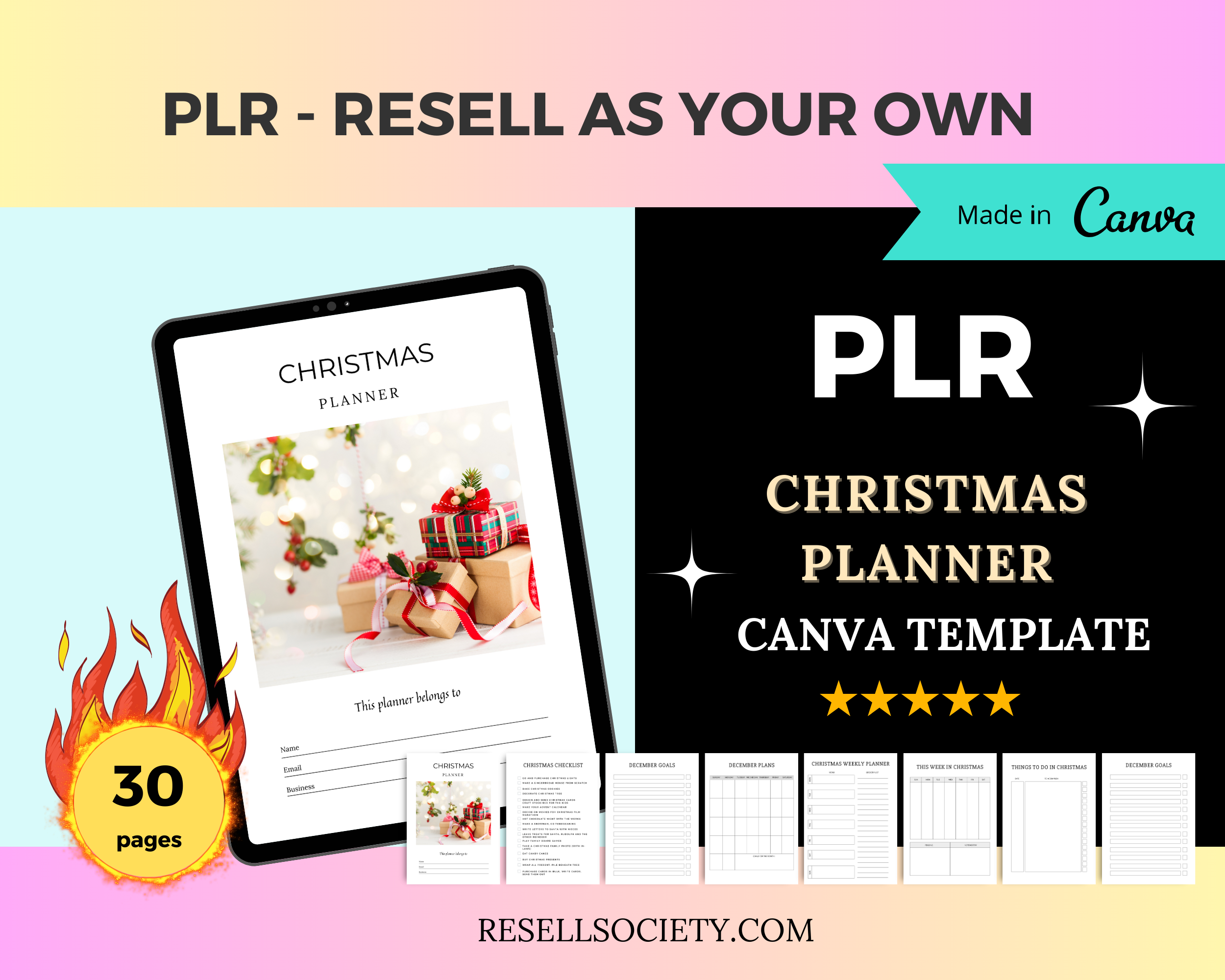 Editable Christmas Planner in Canva | Canva Template Pack | Christmas Planner Canva | Commercial Use