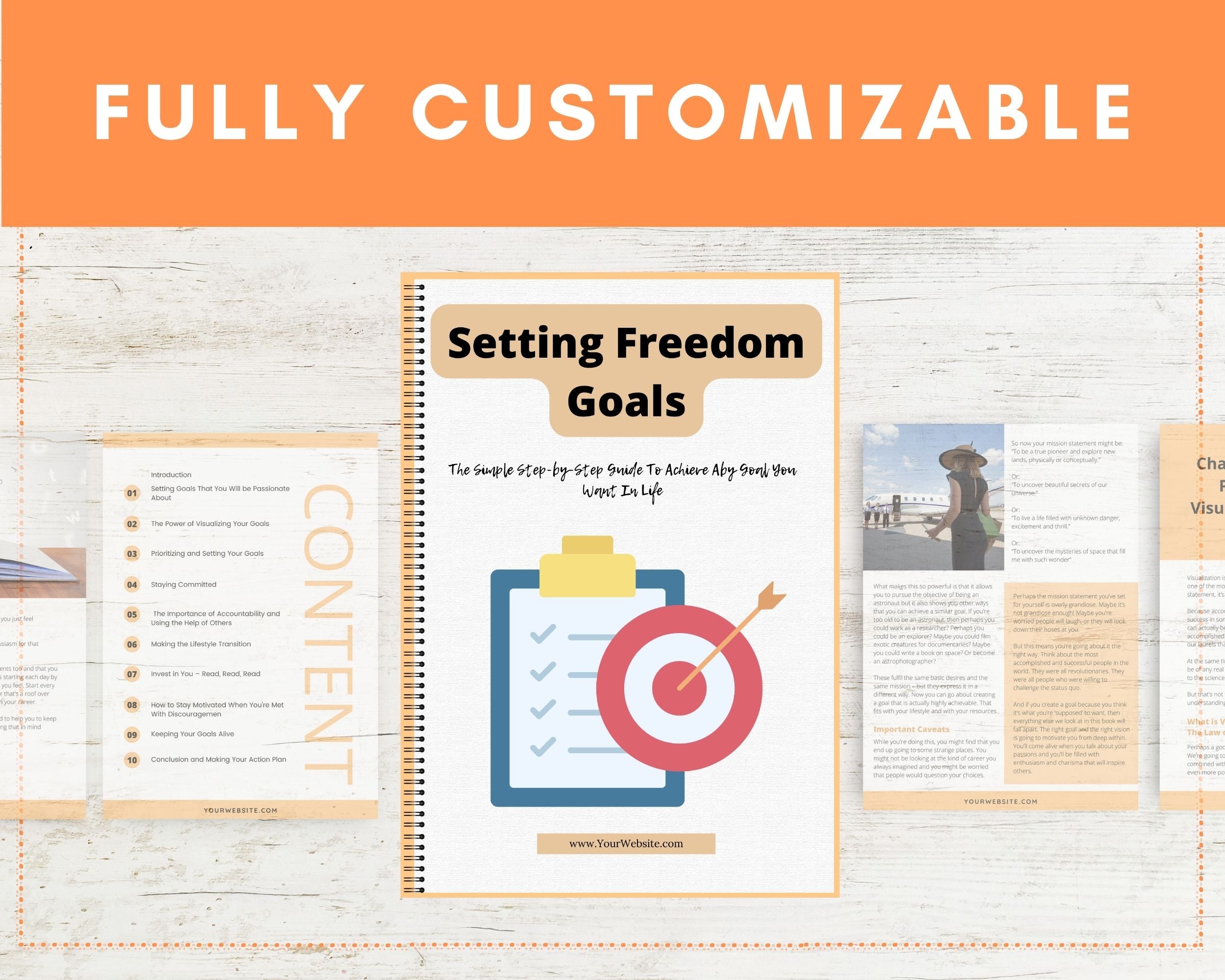 Editable Setting Freedom Goals Ebook | Done-for-You Ebook in Canva | Rebrandable and Resizable Canva Template