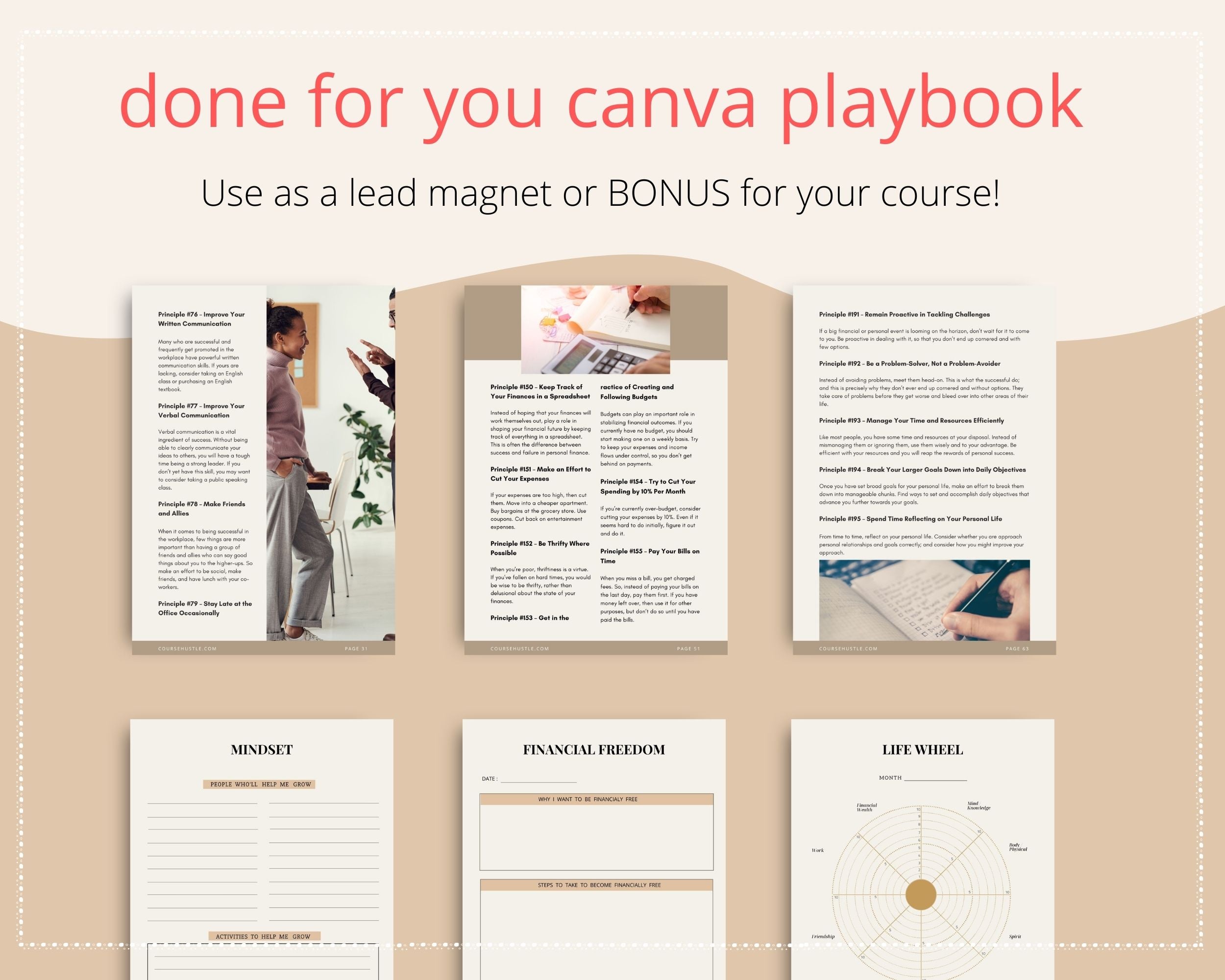 Done-for-You 220 Success Principles Tips, Tricks & ideas Playbook in Canva | Editable A4 Size Canva Template €23.59