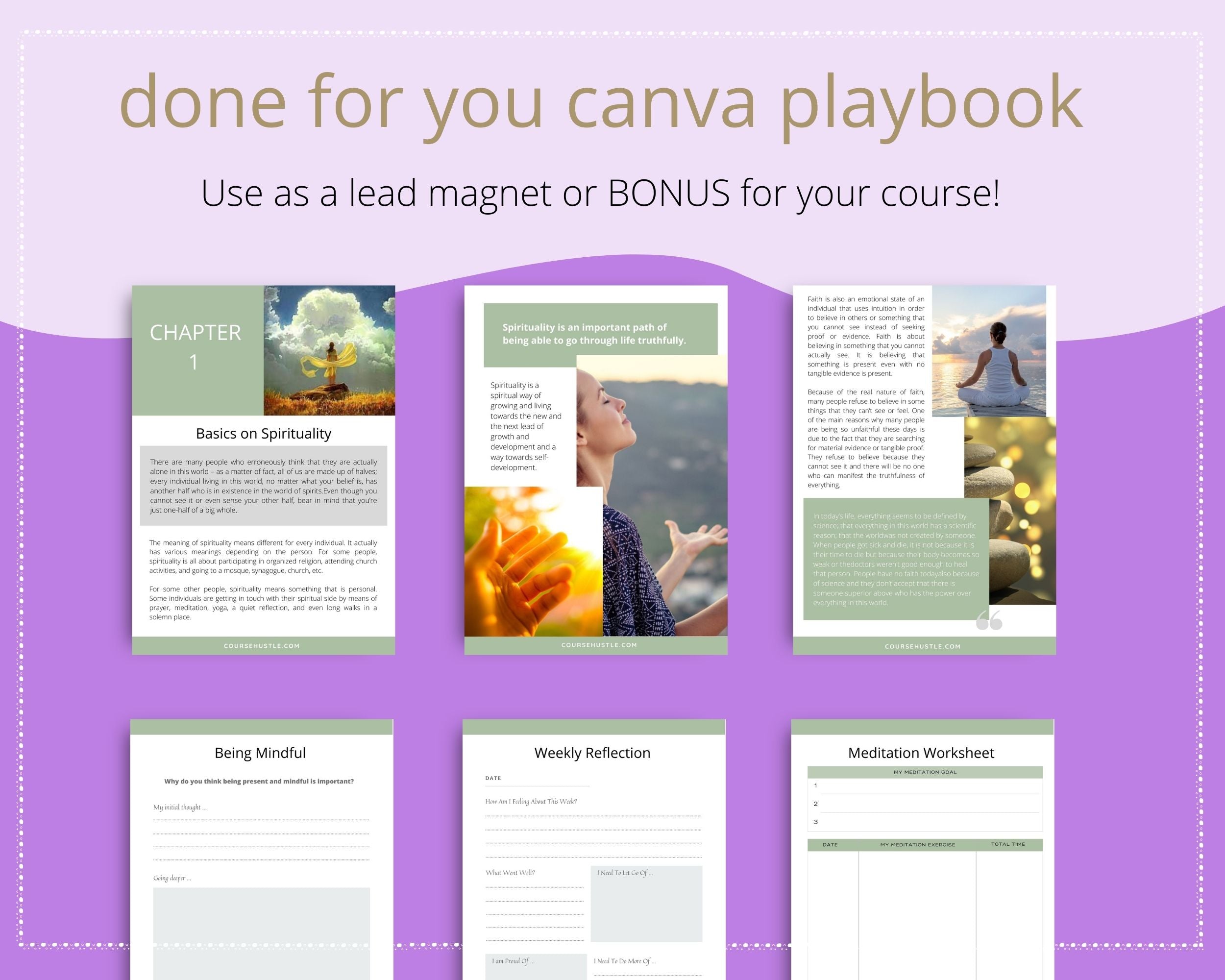 Done for You Spirituality Playbook in Canva | Editable A4 Size Canva Template