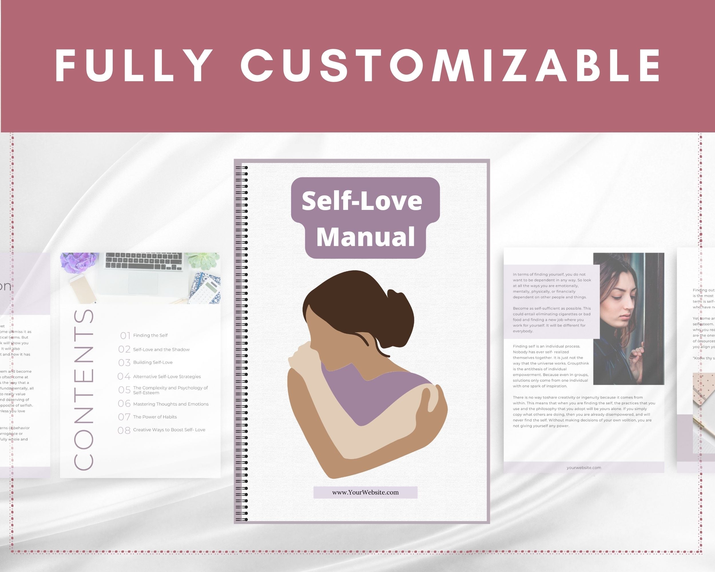 Editable Self-Love Manual Ebook | Done-for-You Ebook in Canva | Rebrandable and Resizable Canva Template