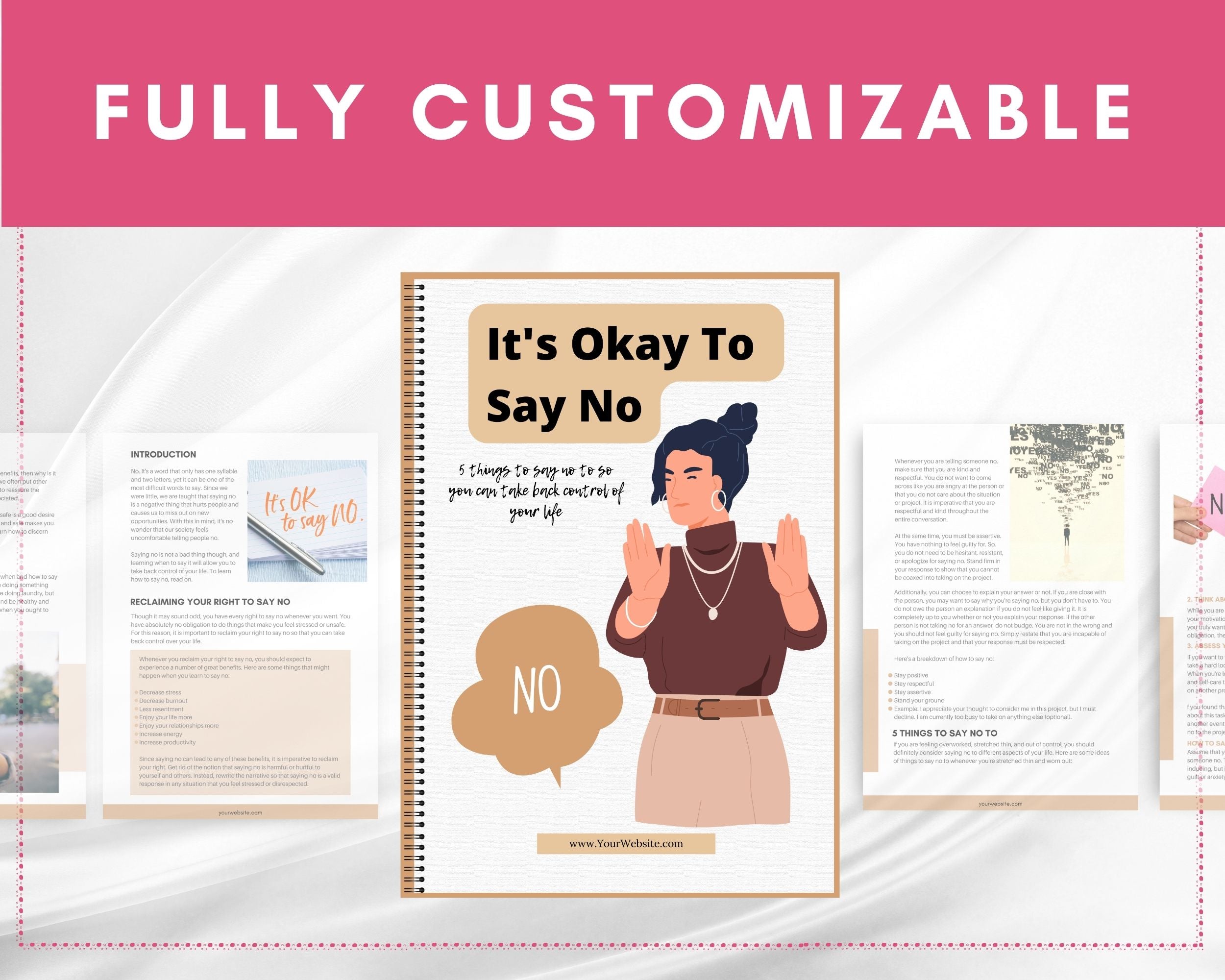 Editable It's Okay to Say No Mini Ebook | Done-for-You Ebook in Canva | Rebrandable and Resizable Canva Template