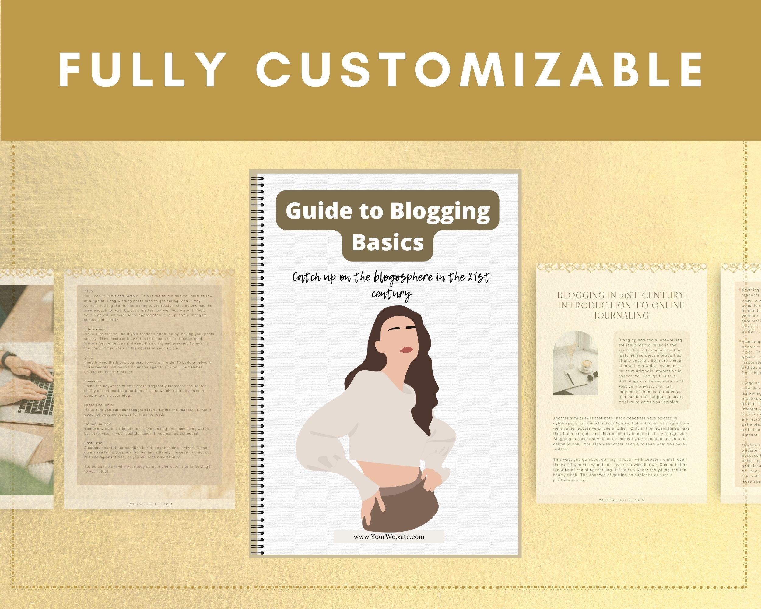 Editable Guide to Blogging Basics Ebook | Done-for-You Ebook in Canva | Rebrandable and Resizable Canva Template