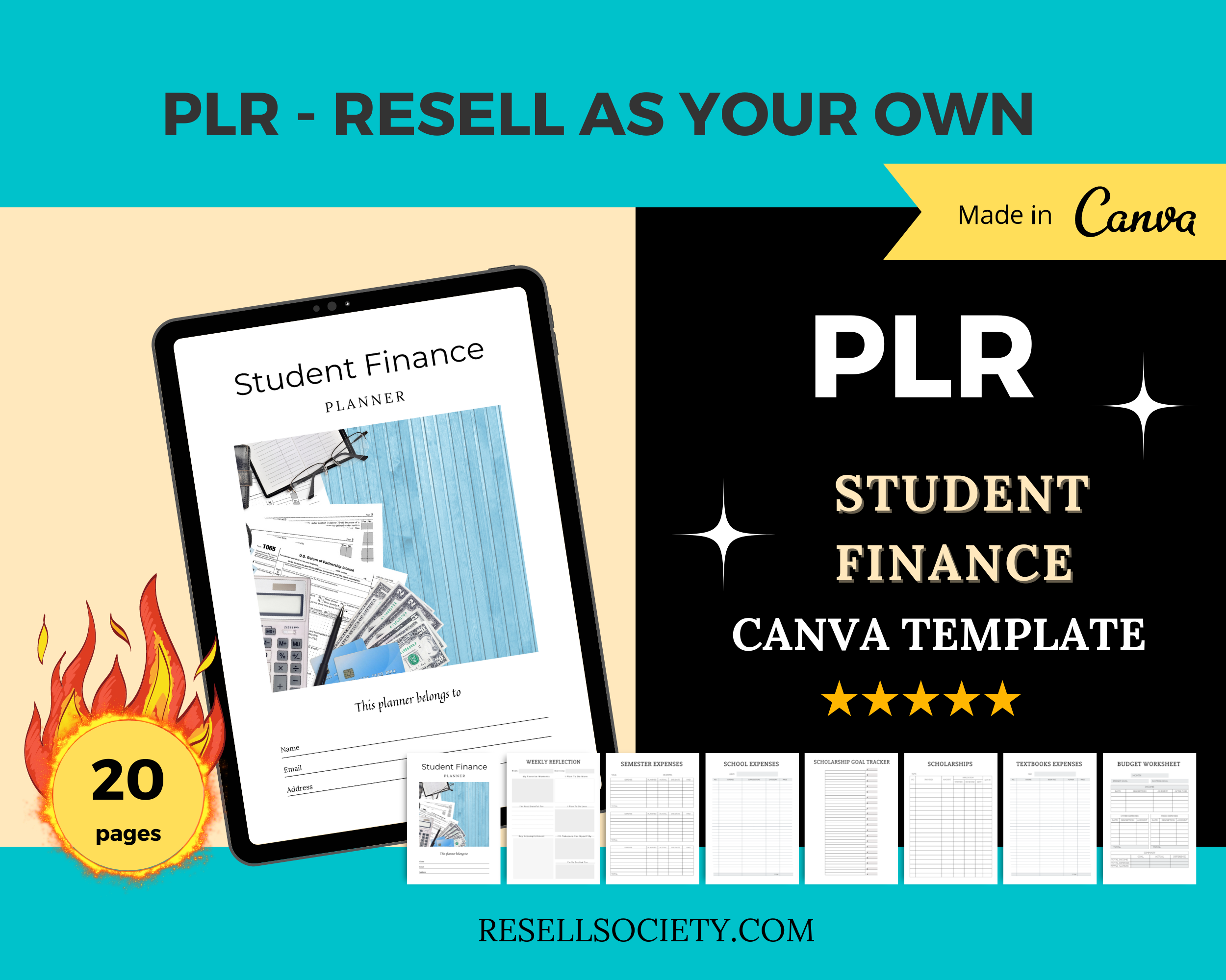 Editable Student Finance Planner in Canva | Commercial Use