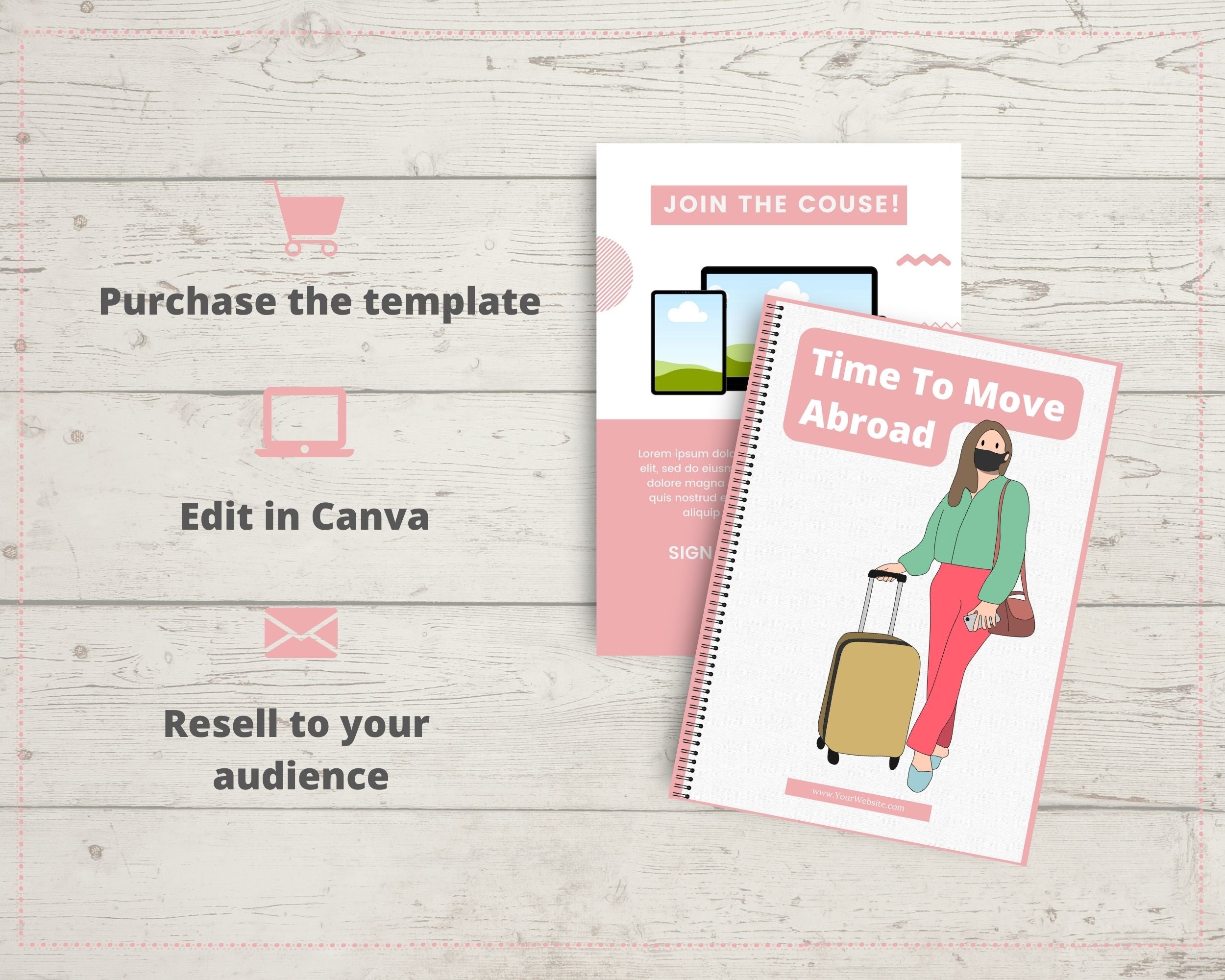 Editable Time To Move Abroad Ebook | Done-for-You Ebook in Canva | Rebrandable and Resizable Canva Template