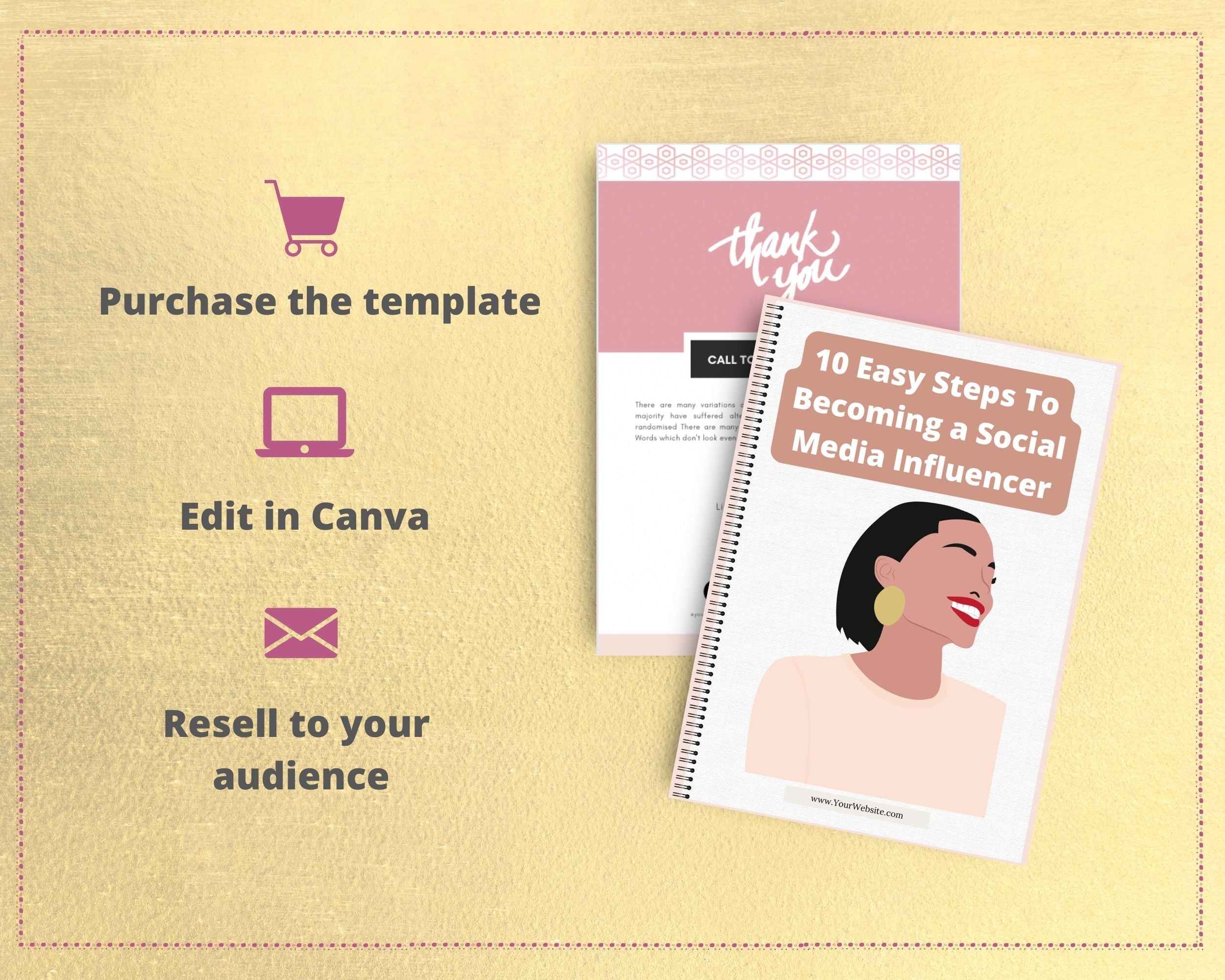 Editable 10 Easy Steps To Becoming a Social Media Influencer Ebook | Done-for-You Ebook in Canva | Rebrandable and Resizable Canva Template