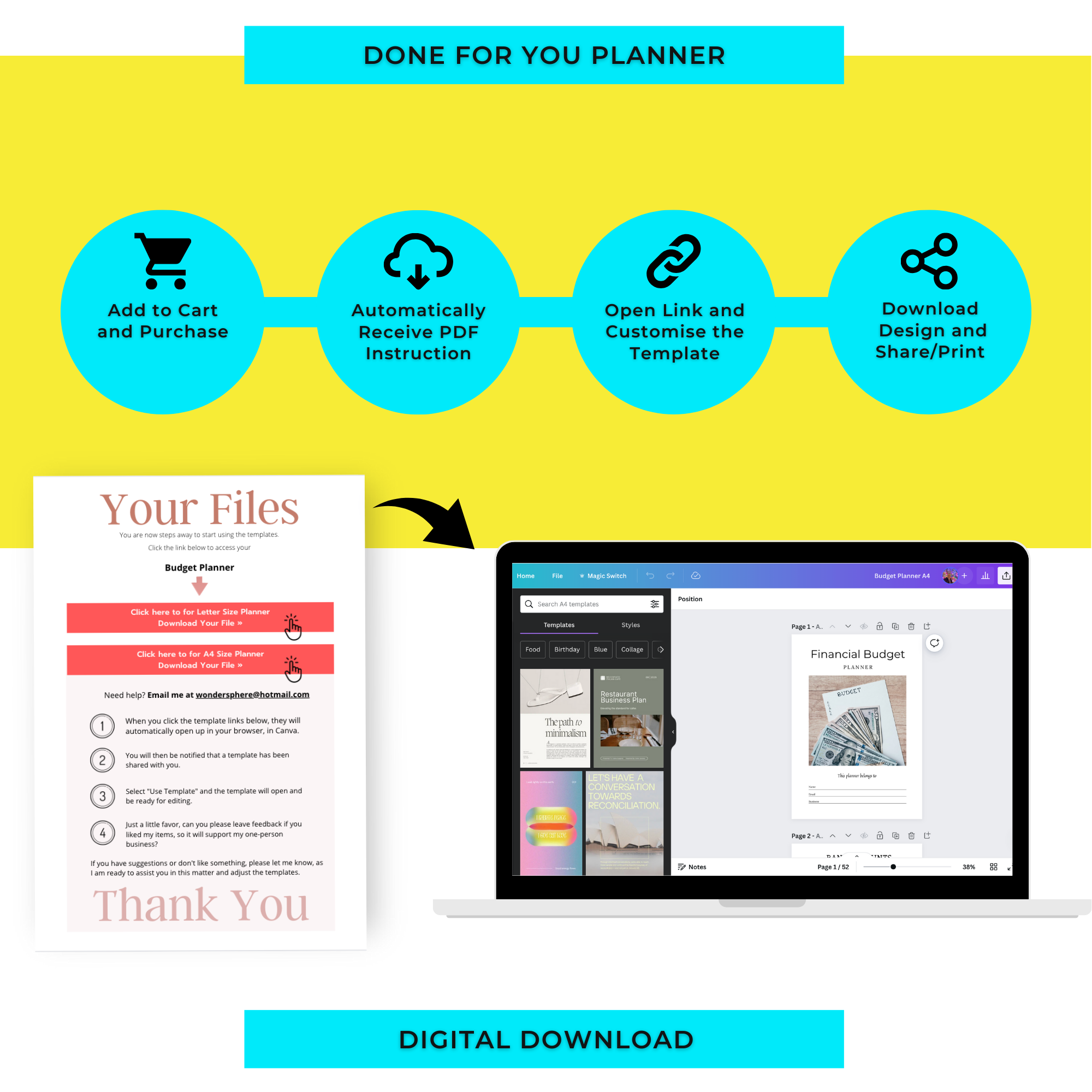 Financial Budget Planner | Done For You Planner Canva Templates PLR Digital Download | Commercial Use