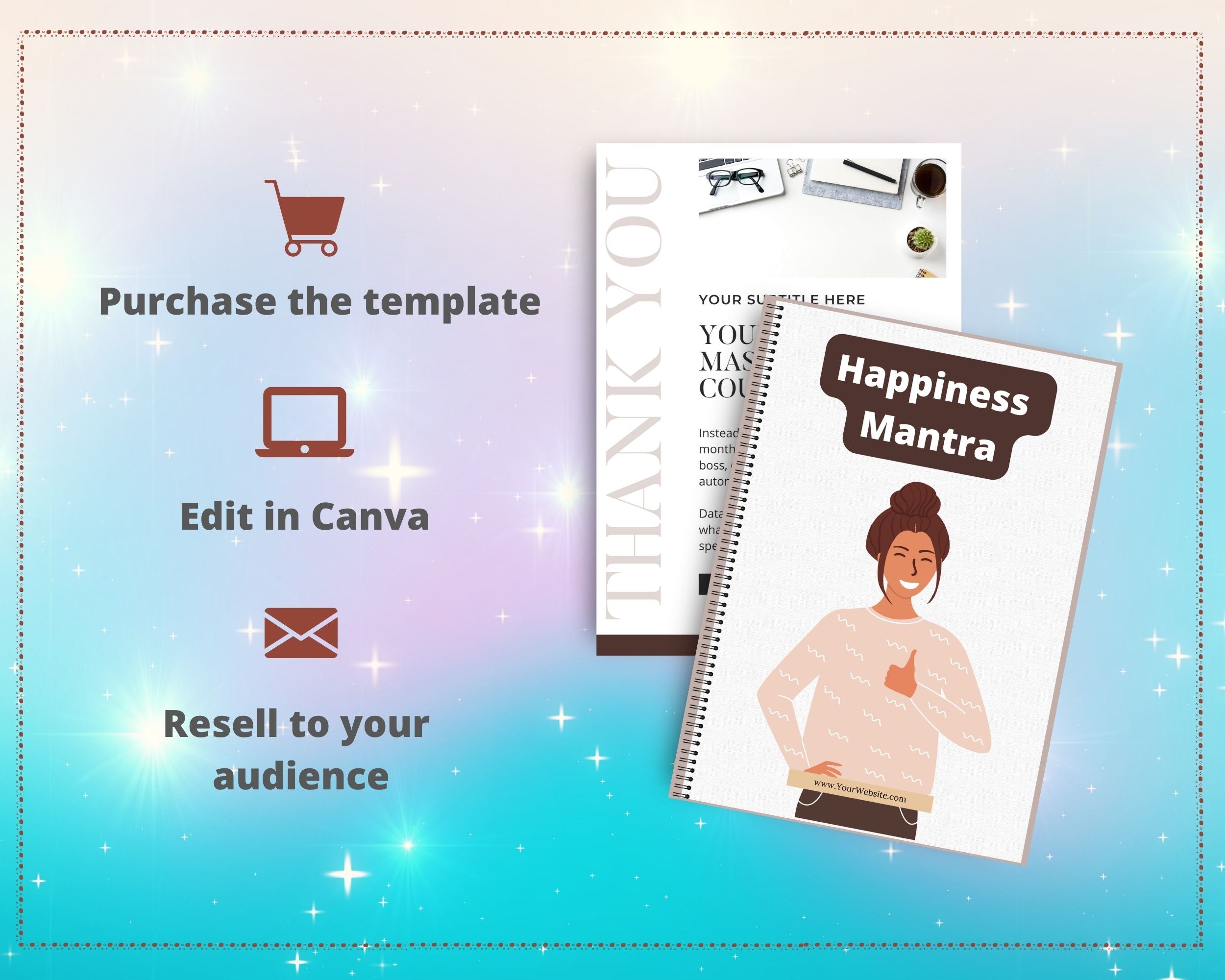 Editable Happiness Mantra Ebook | Done-for-You Ebook in Canva | Rebrandable and Resizable Canva Template
