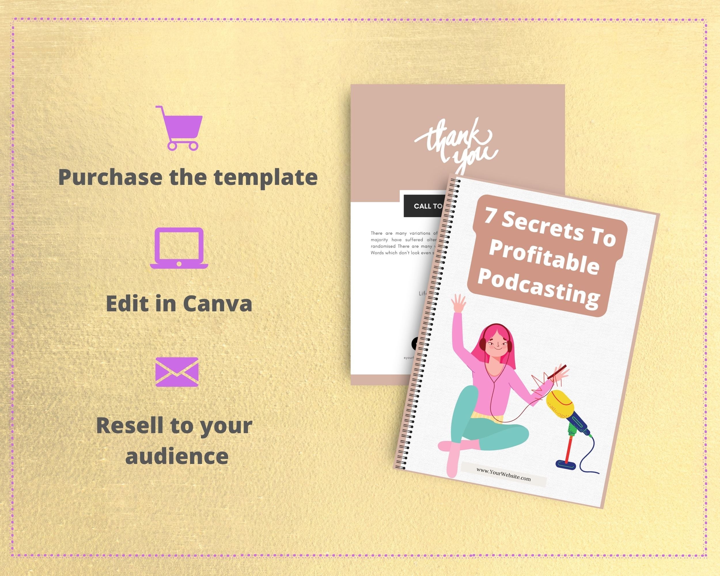 Editable 7 Secrets To Profitable Podcasting Ebook | Done-for-You Ebook in Canva | Rebrandable and Resizable Canva Template
