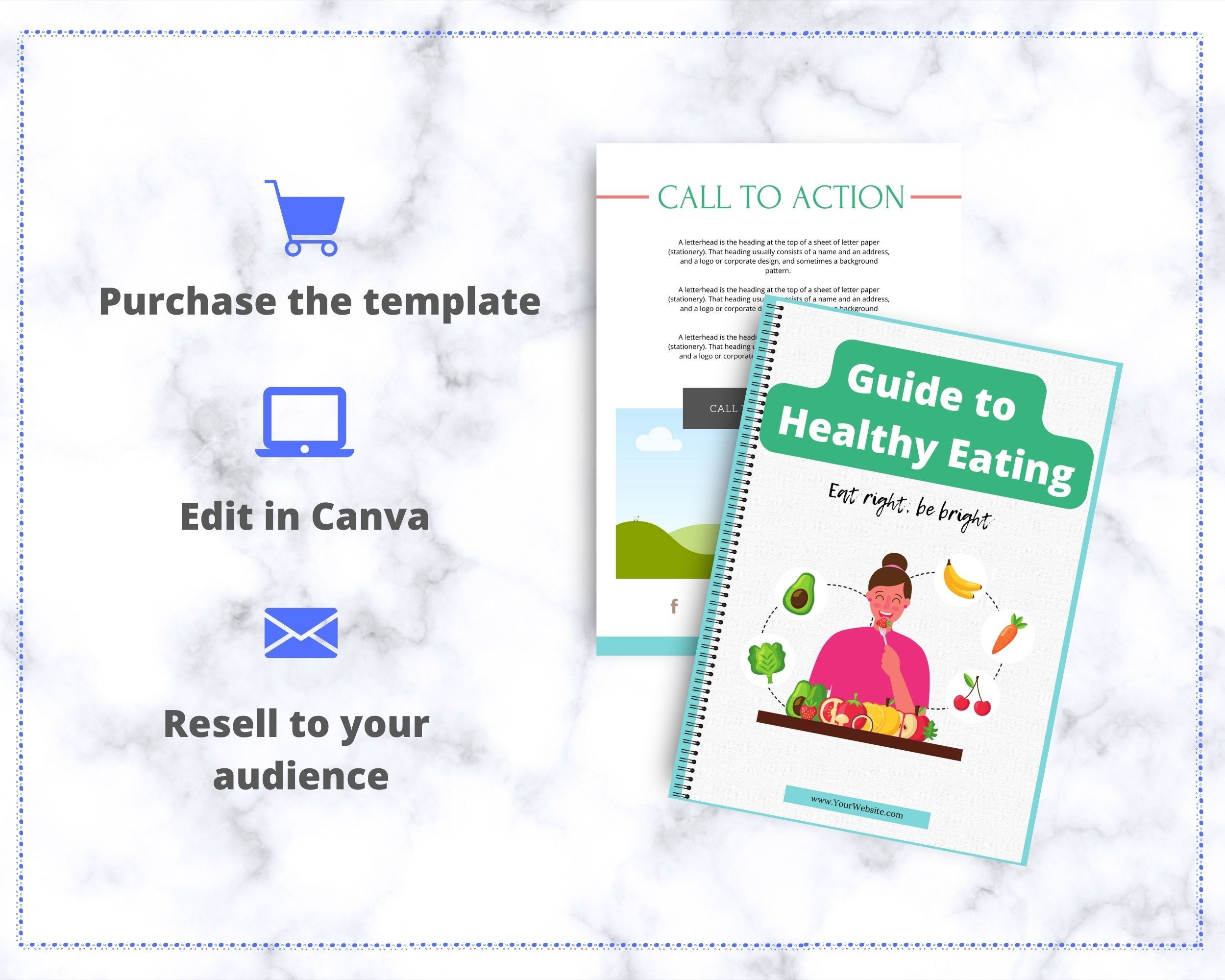 Editable Guide to Healthy Eating Ebook | Done-for-You Ebook in Canva | Rebrandable and Resizable Canva Template