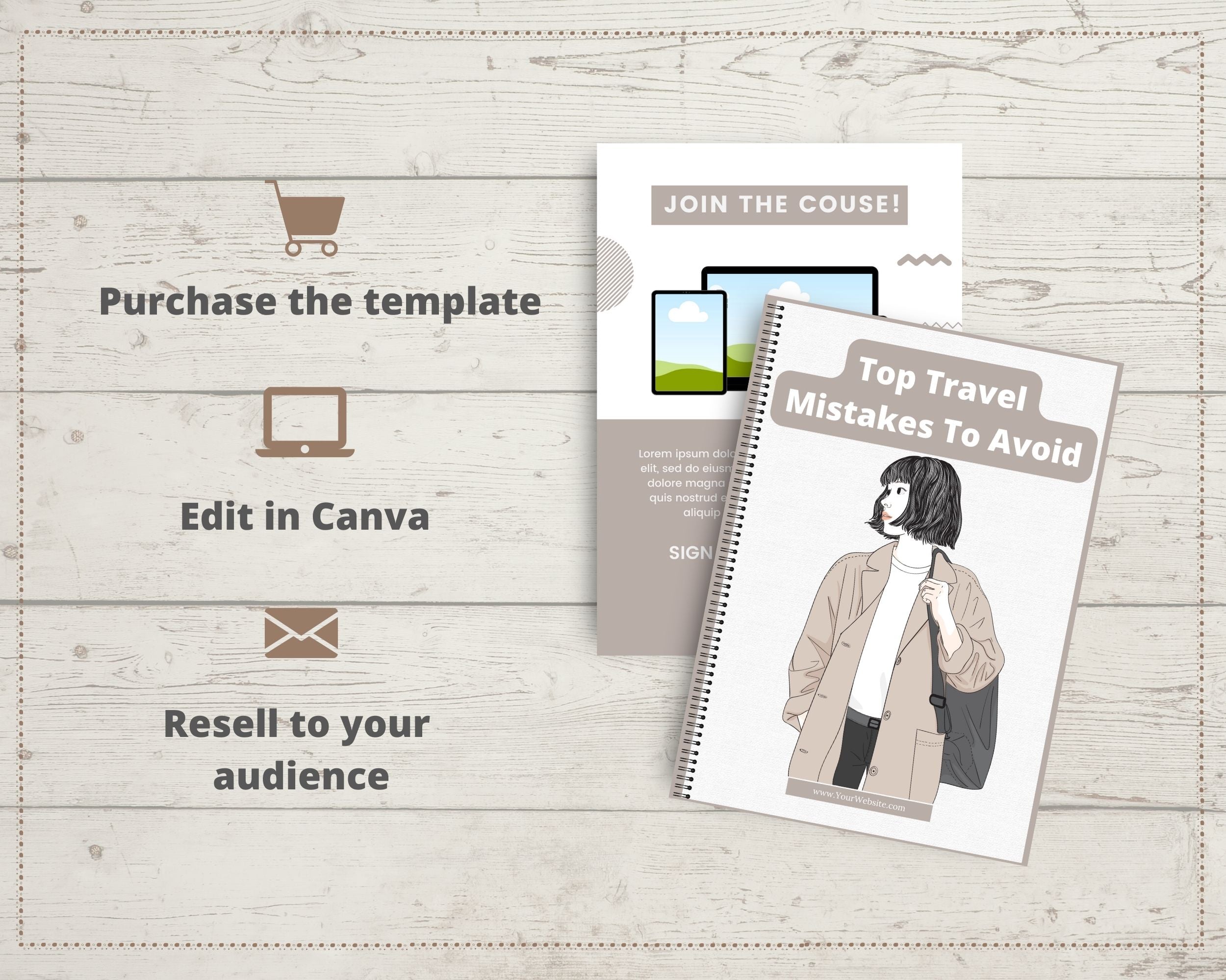 Editable Top Travel Mistakes To Avoid Ebook in Canva | Rebrandable and Resizable Canva Template