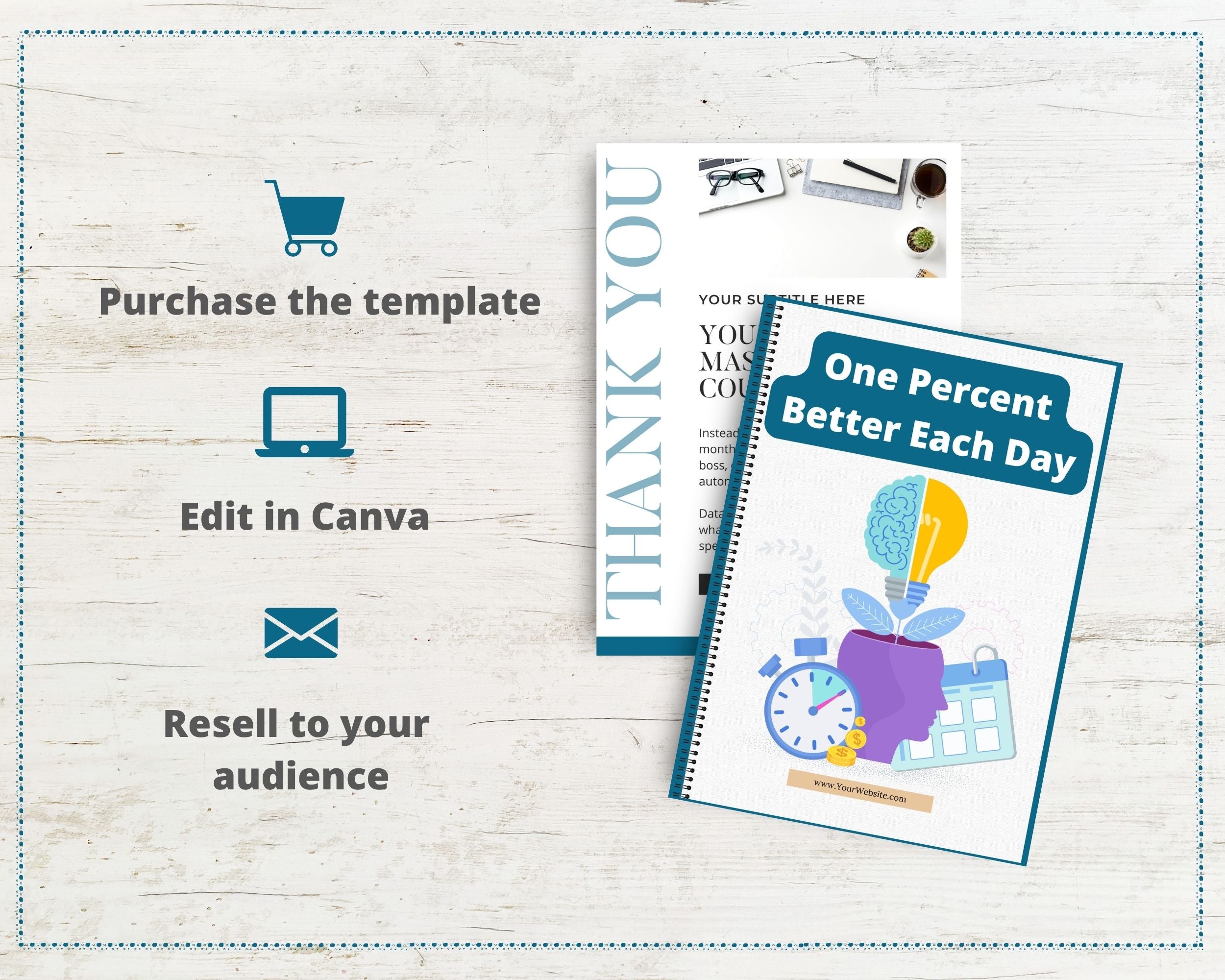 Editable One Percent Better Each Day Ebook | Done-for-You Ebook in Canva | Rebrandable and Resizable Canva Template