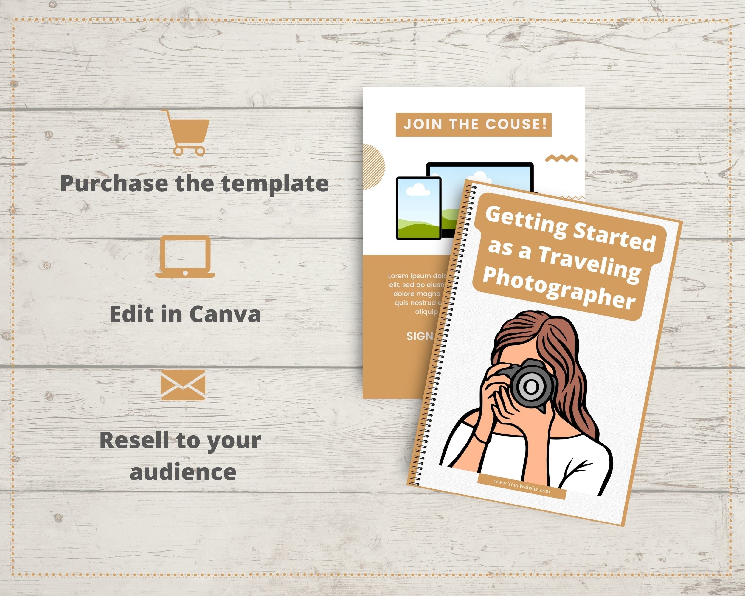 Editable Getting Started as a Traveling Photographer Ebook in Canva | Rebrandable and Resizable Canva Template