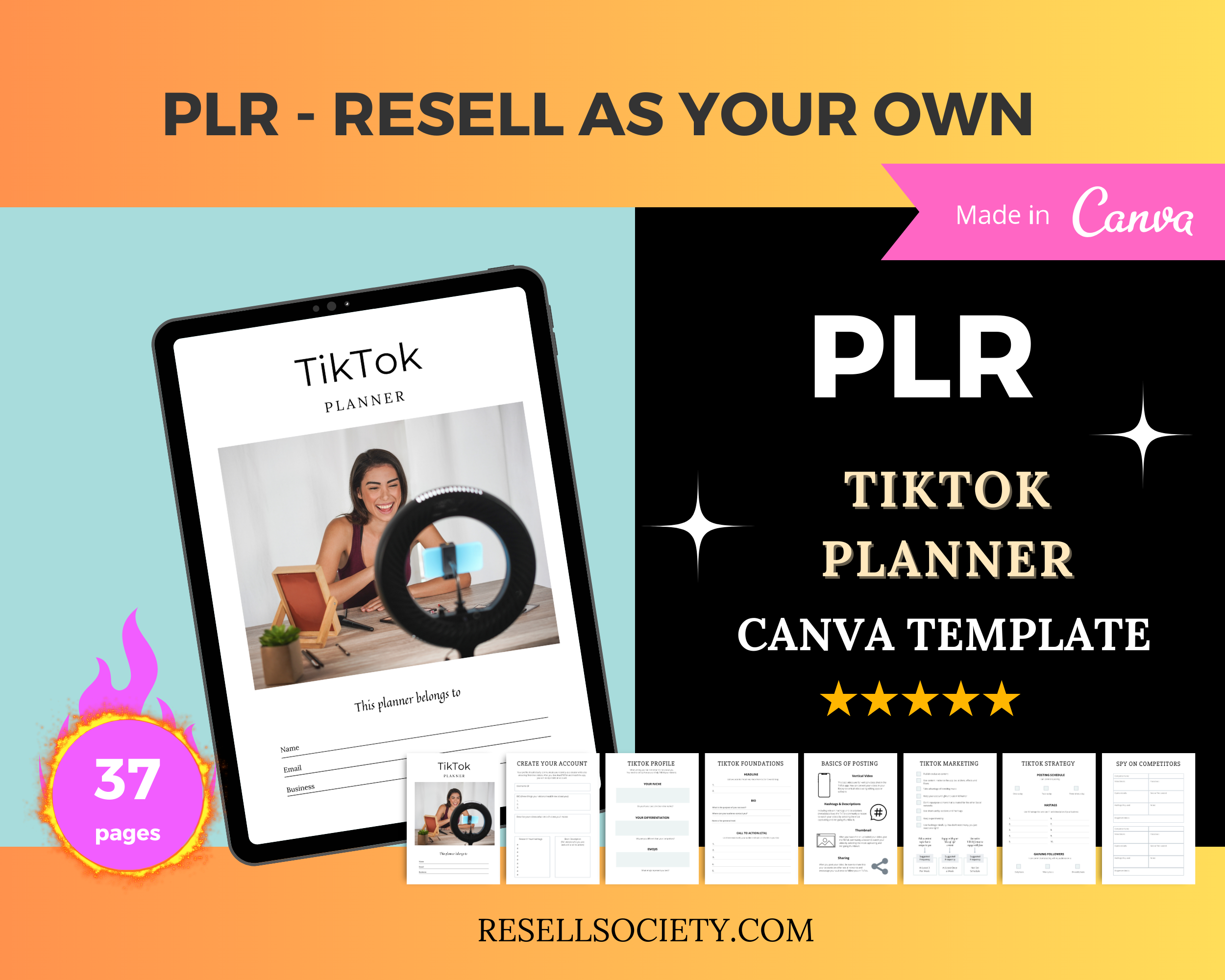 Editable TikTok Planner in Canva | Commercial Use