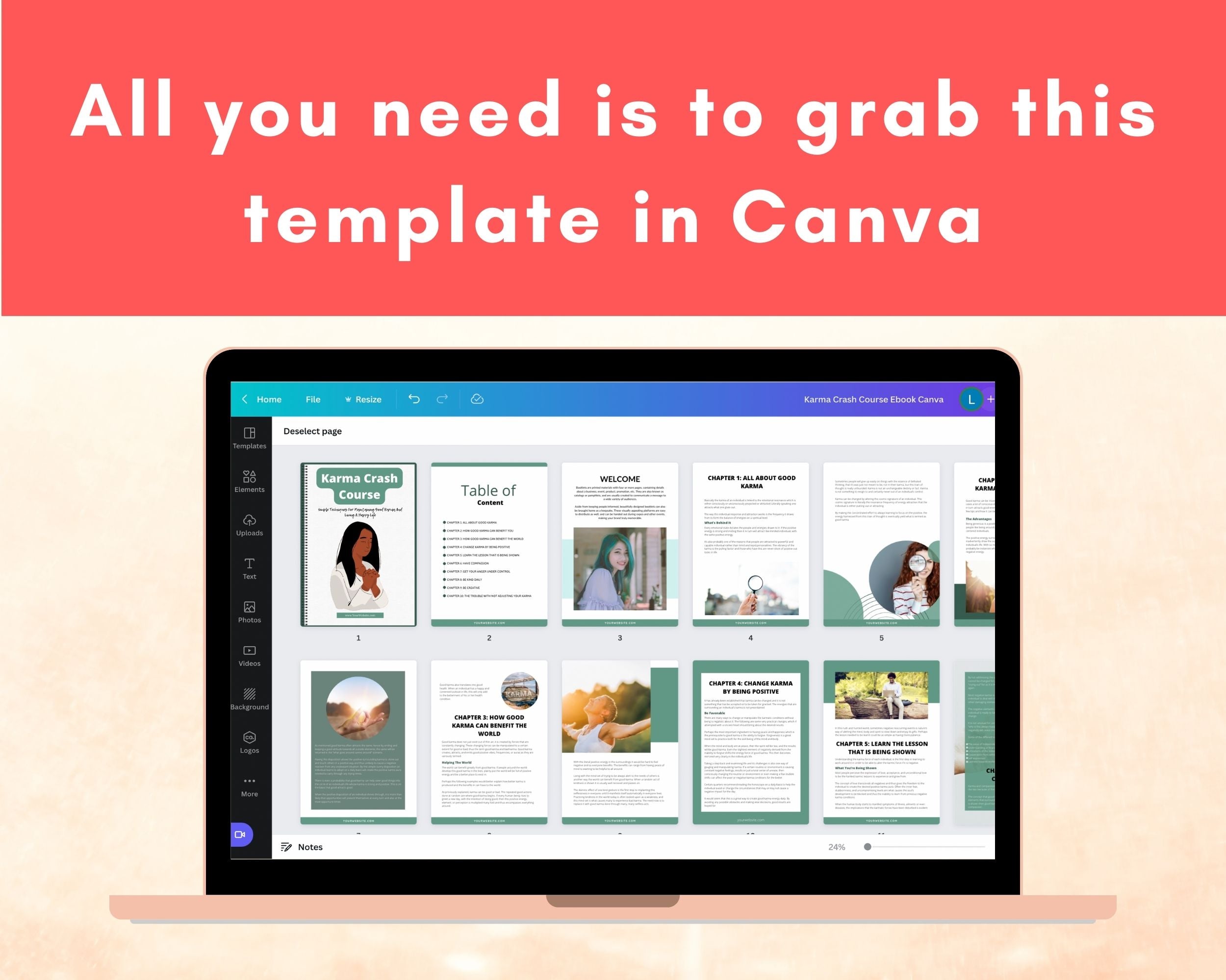 Editable Karma Crash Course Mini Ebook | Done-for-You Ebook in Canva | Rebrandable and Resizable Canva Template