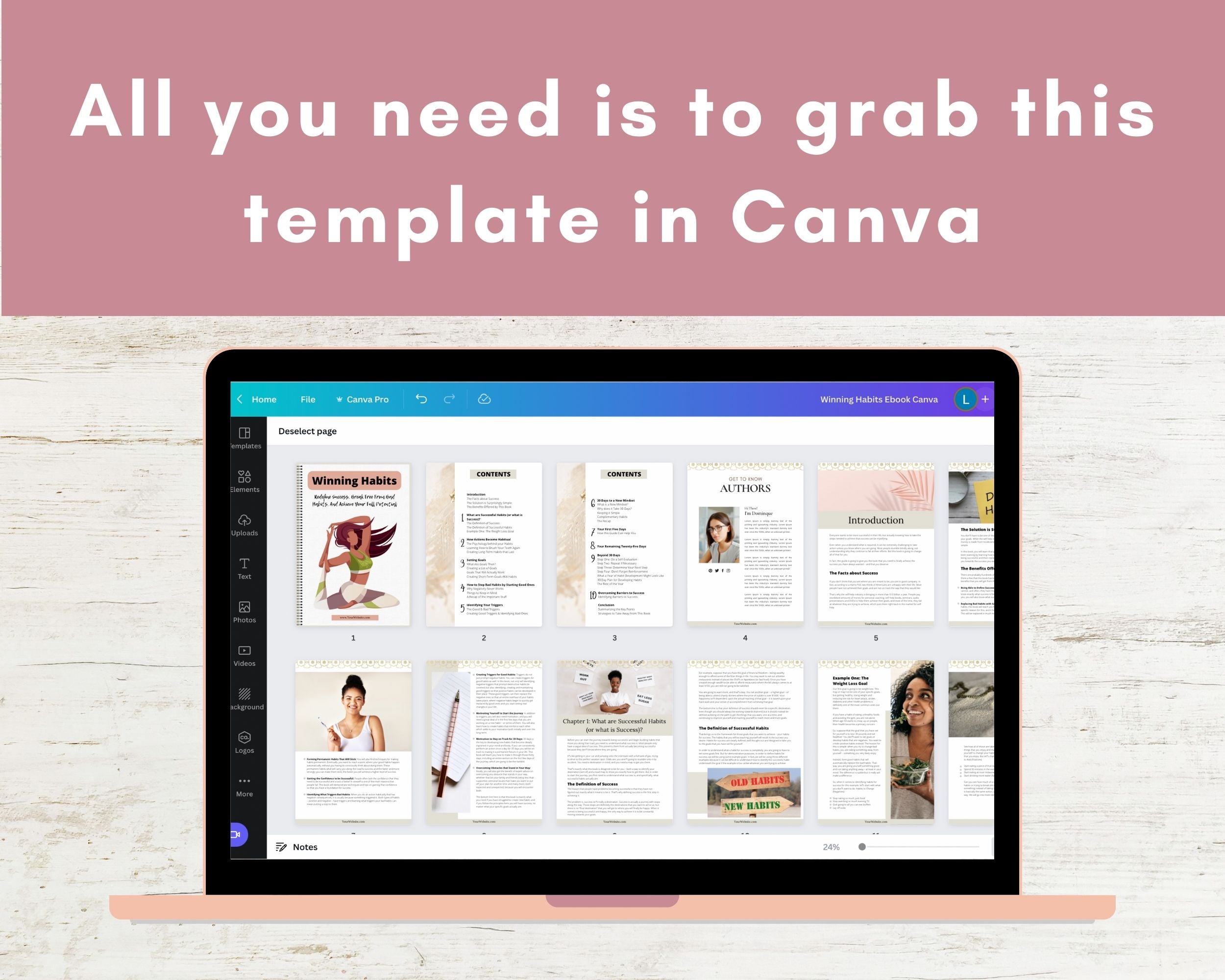 Editable Winning Habits Ebook | Done-for-You Ebook in Canva | Rebrandable and Resizable Canva Template