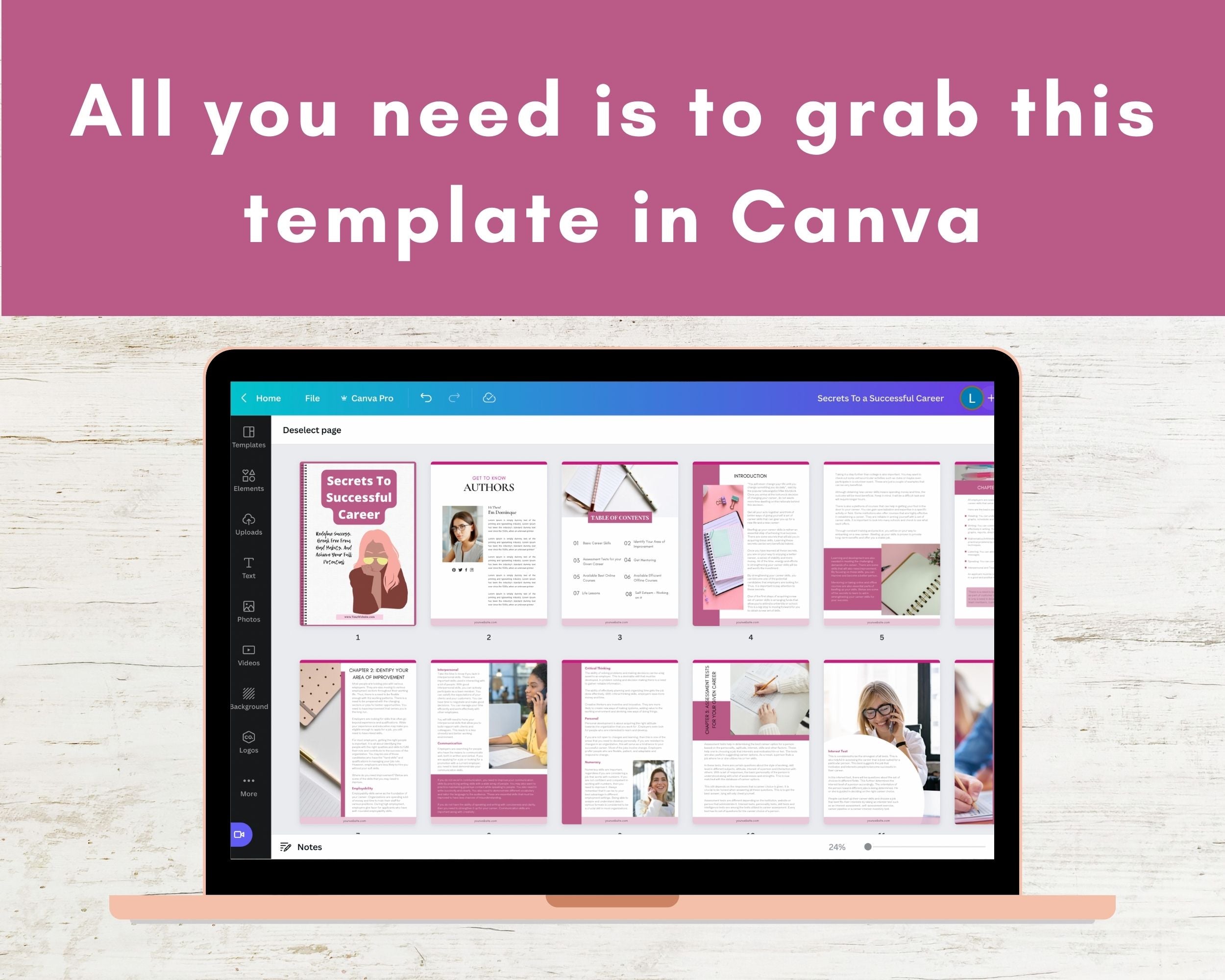 Editable Secrets To Successful Career Ebook | Done-for-You Ebook in Canva | Rebrandable and Resizable Canva Template