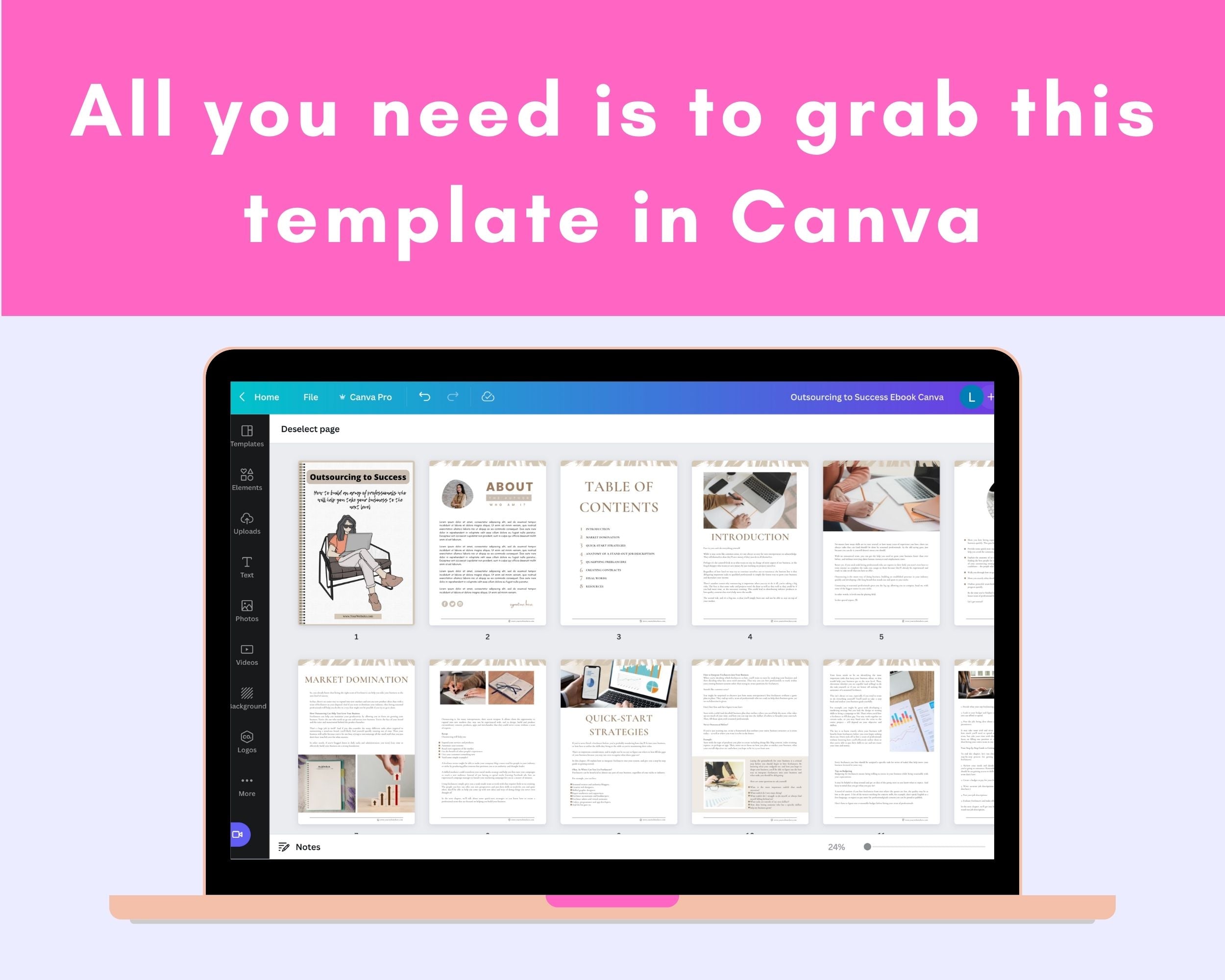Editable Outsourcing To Success Ebook | Done-for-You Ebook in Canva | Rebrandable and Resizable Canva Template