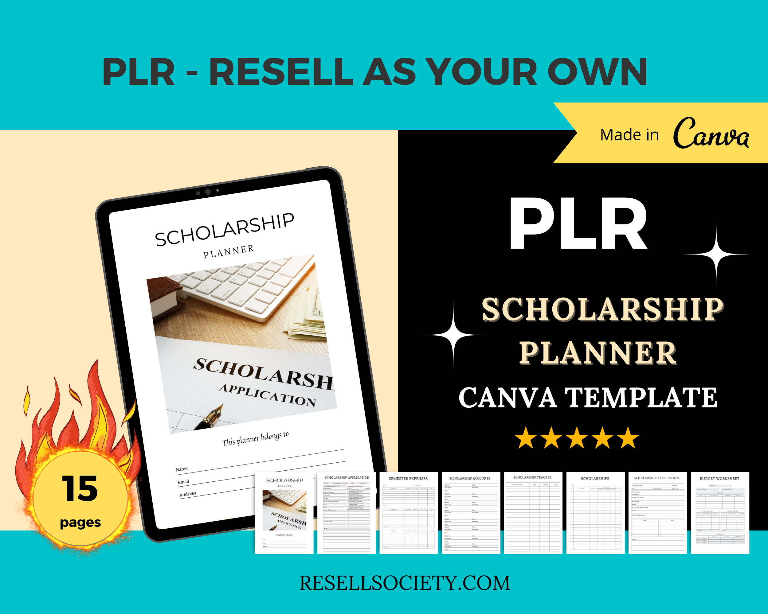 Editable Scholarship Planner in Canva | Commercial Use