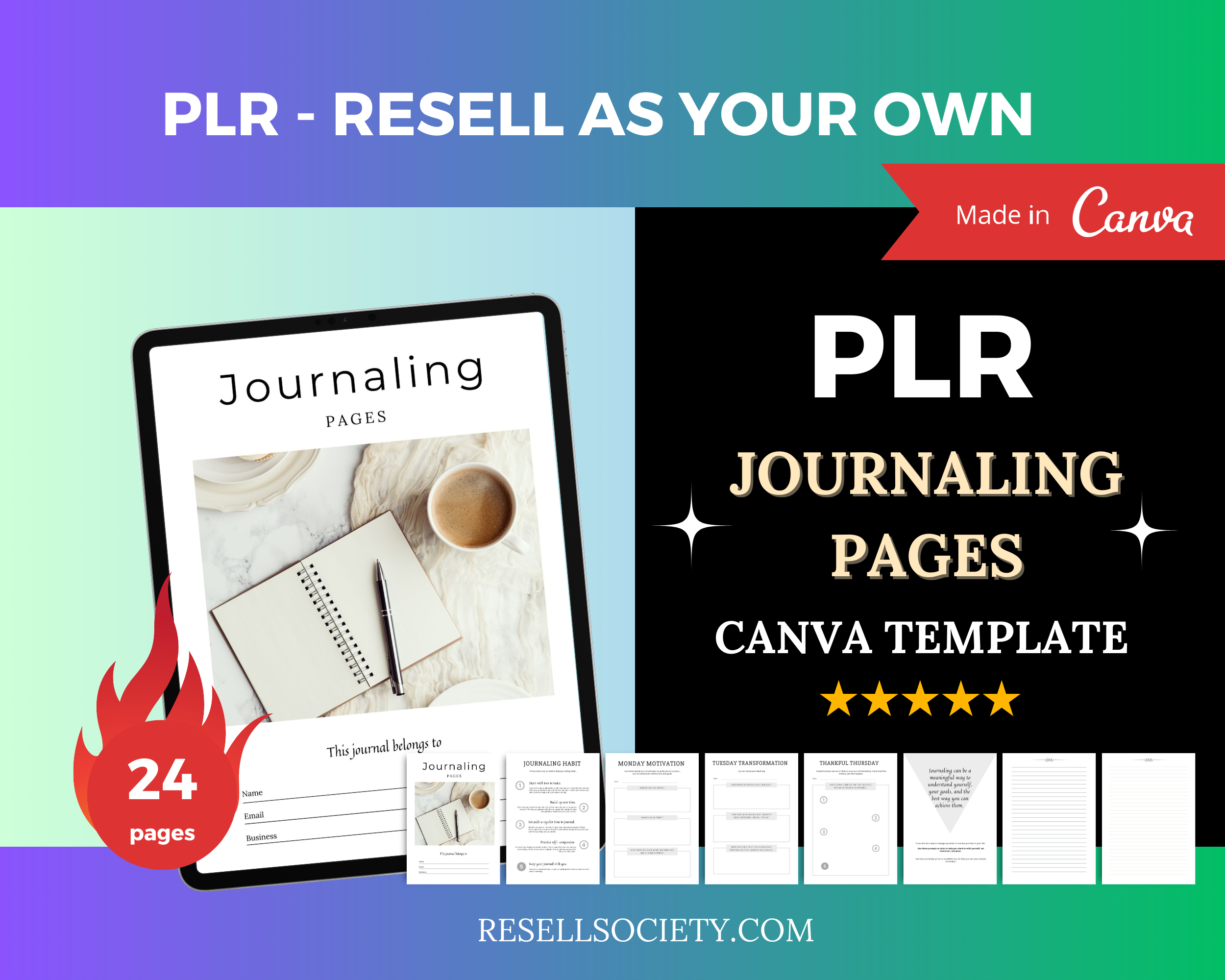 Editable Journaling Pages in Canva | Commercial Use