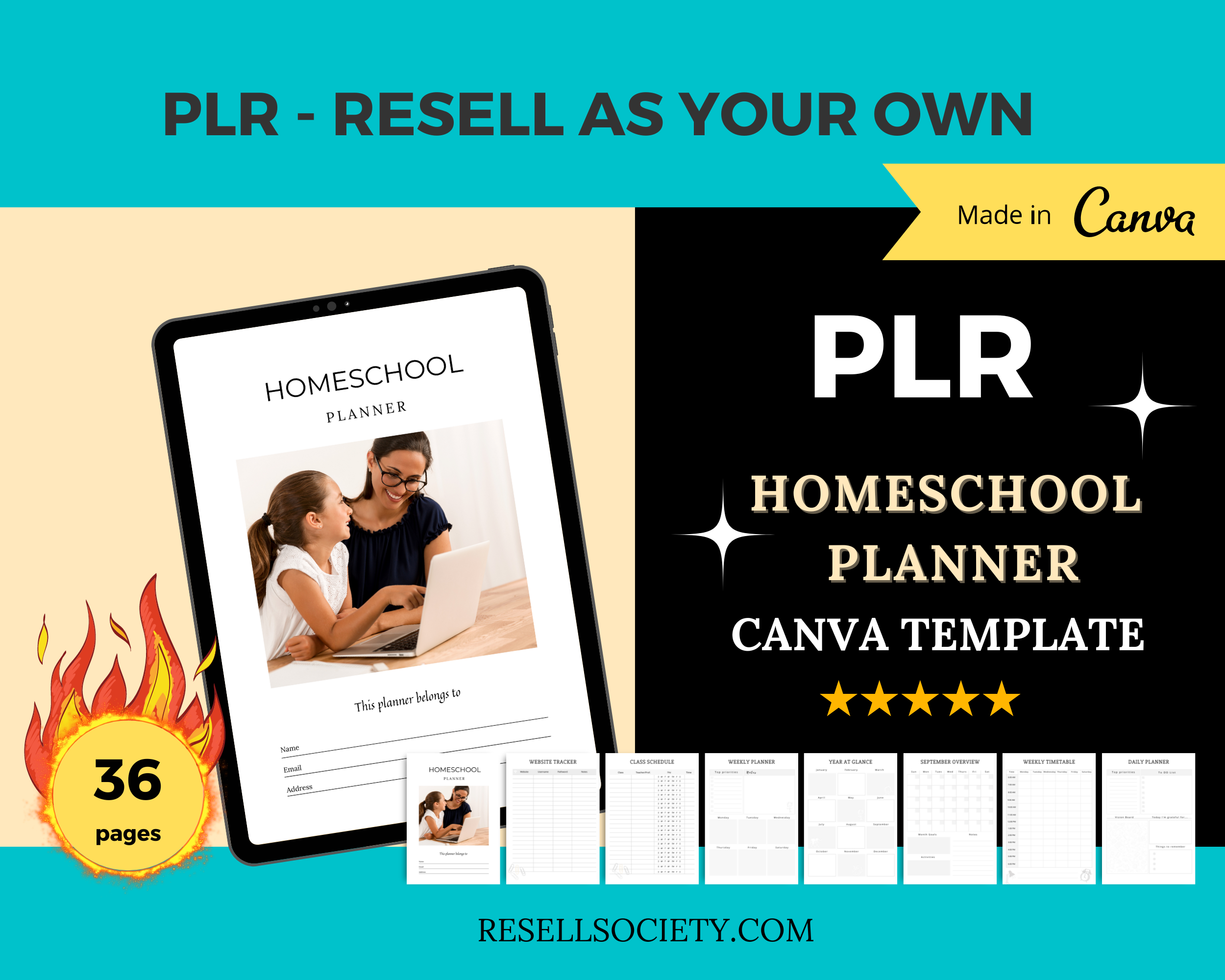 Editable Homeschool Planner in Canva | Commercial Use