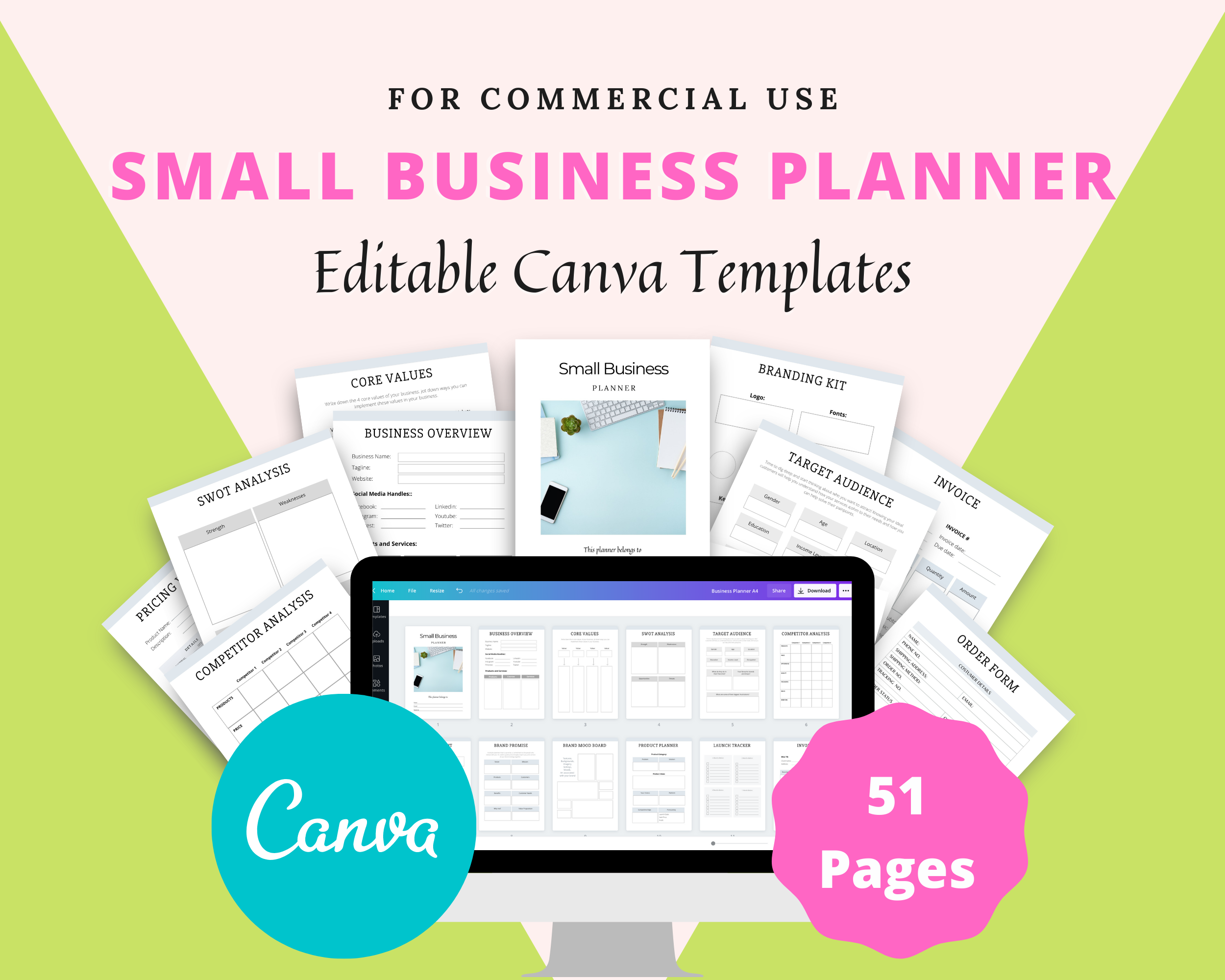 Editable Small Business Planner Templates in Canva