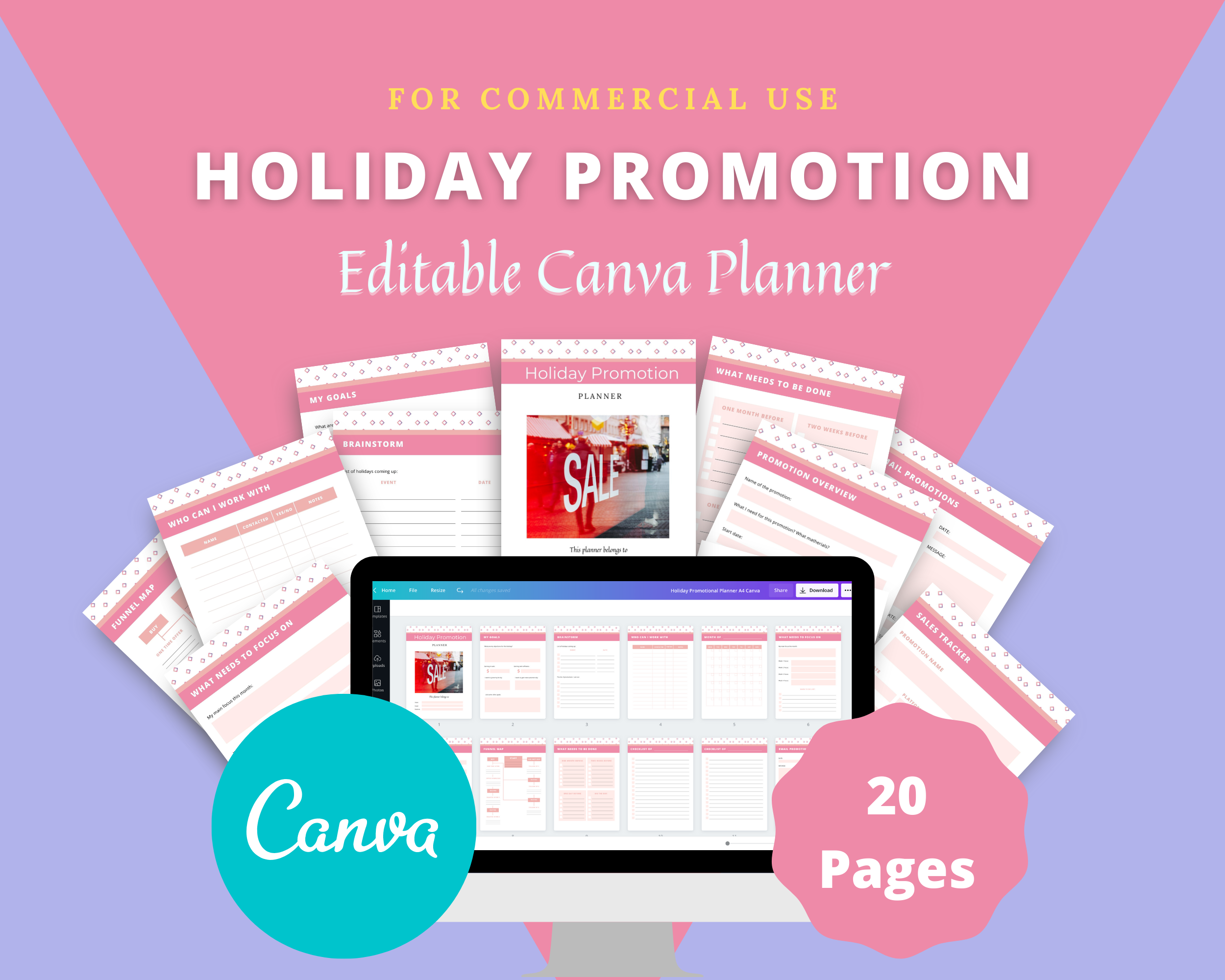 Editable Holiday Promotion Planner in Canva | Commercial Use