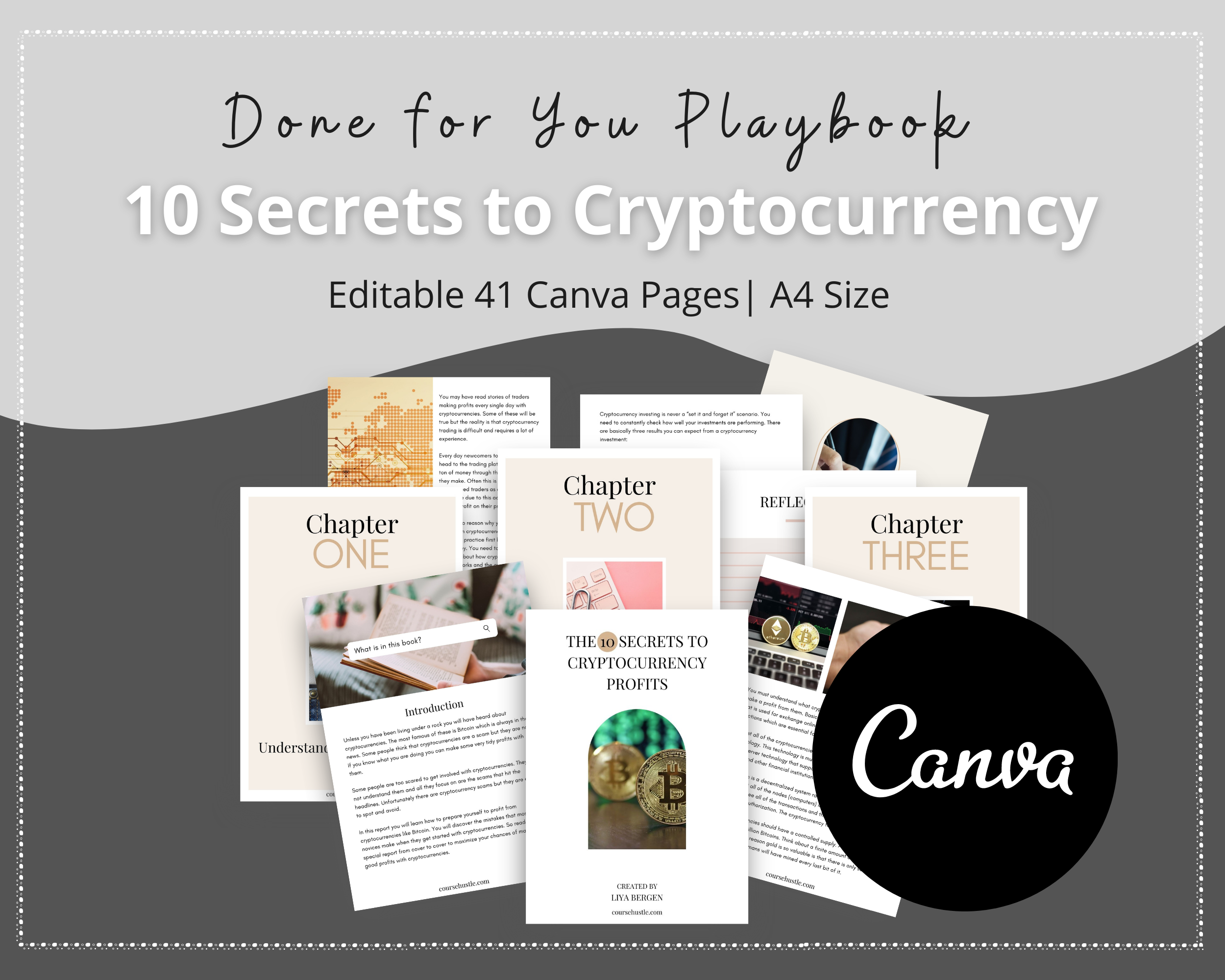 Done-for-You 10 Secrets to Cryptocurrency Profits Playbook in Canva | Editable A4 Size Canva Template