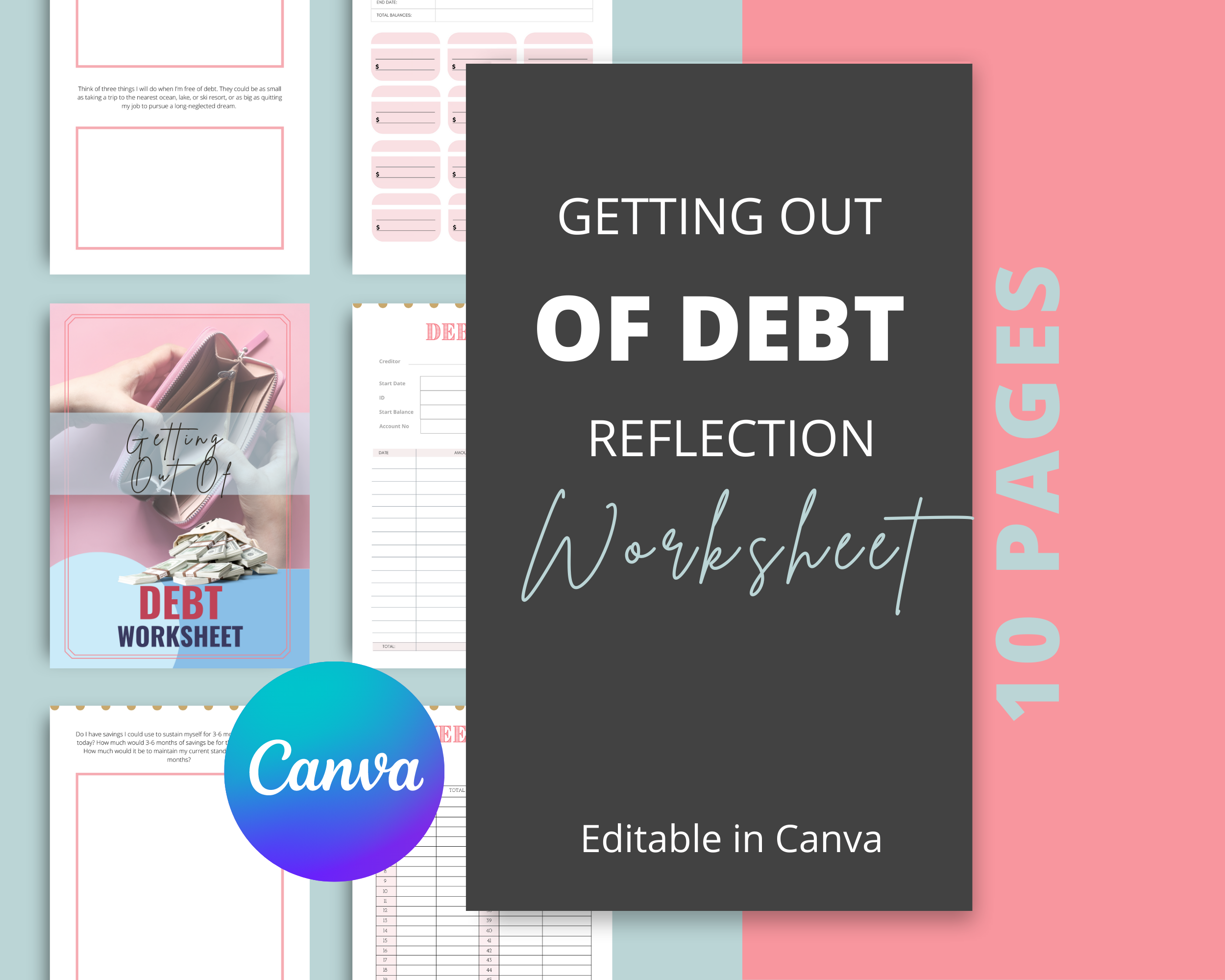 Getting Out of Debt Worksheet | Debt Reflection Planner