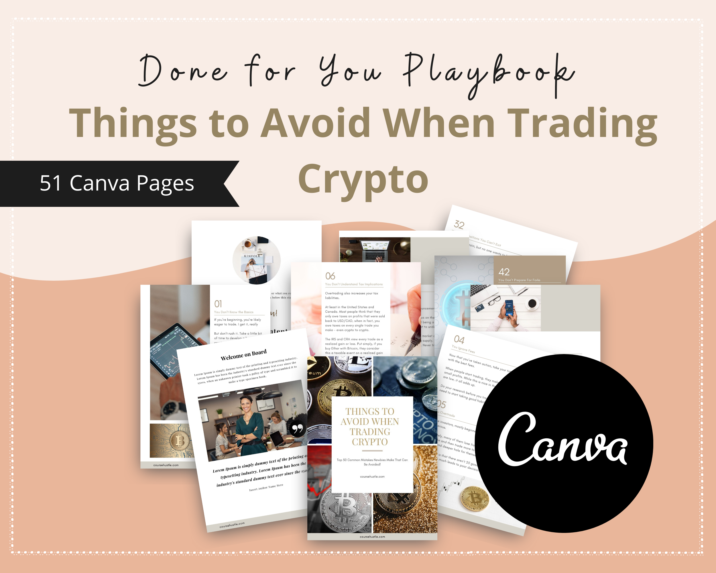 Done-for-You Things To Avoid When Trading Crypto Playbook in Canva | Editable A4 Size Canva Template